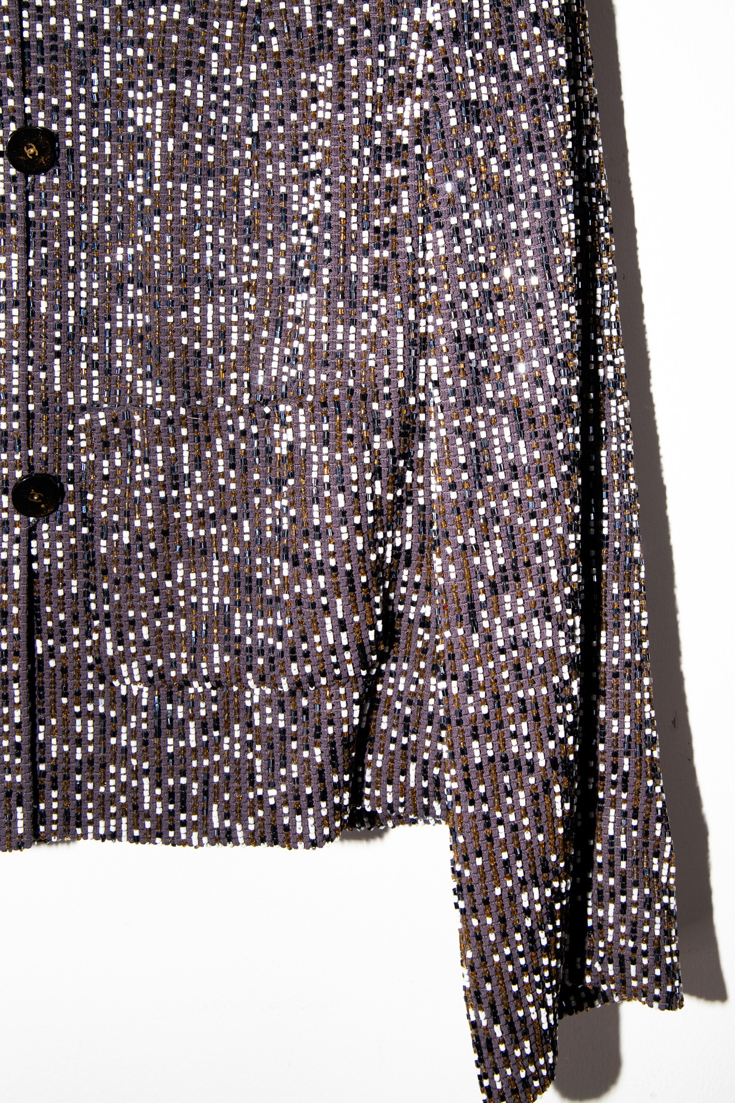 Vintage Chanel perlenbesetzter Blazer in Grau und Braun