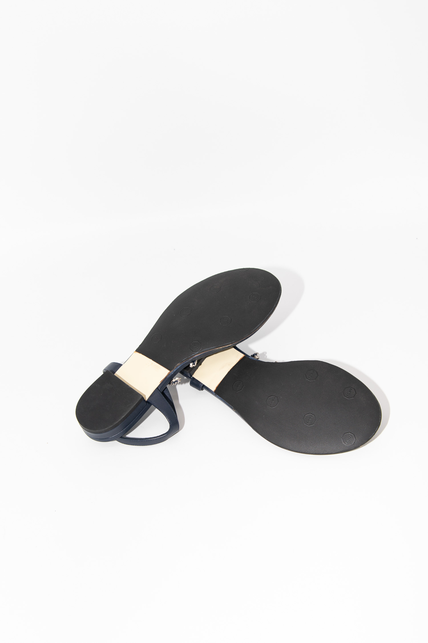 Chanel Sandaletten in Dunkelblau und Silber