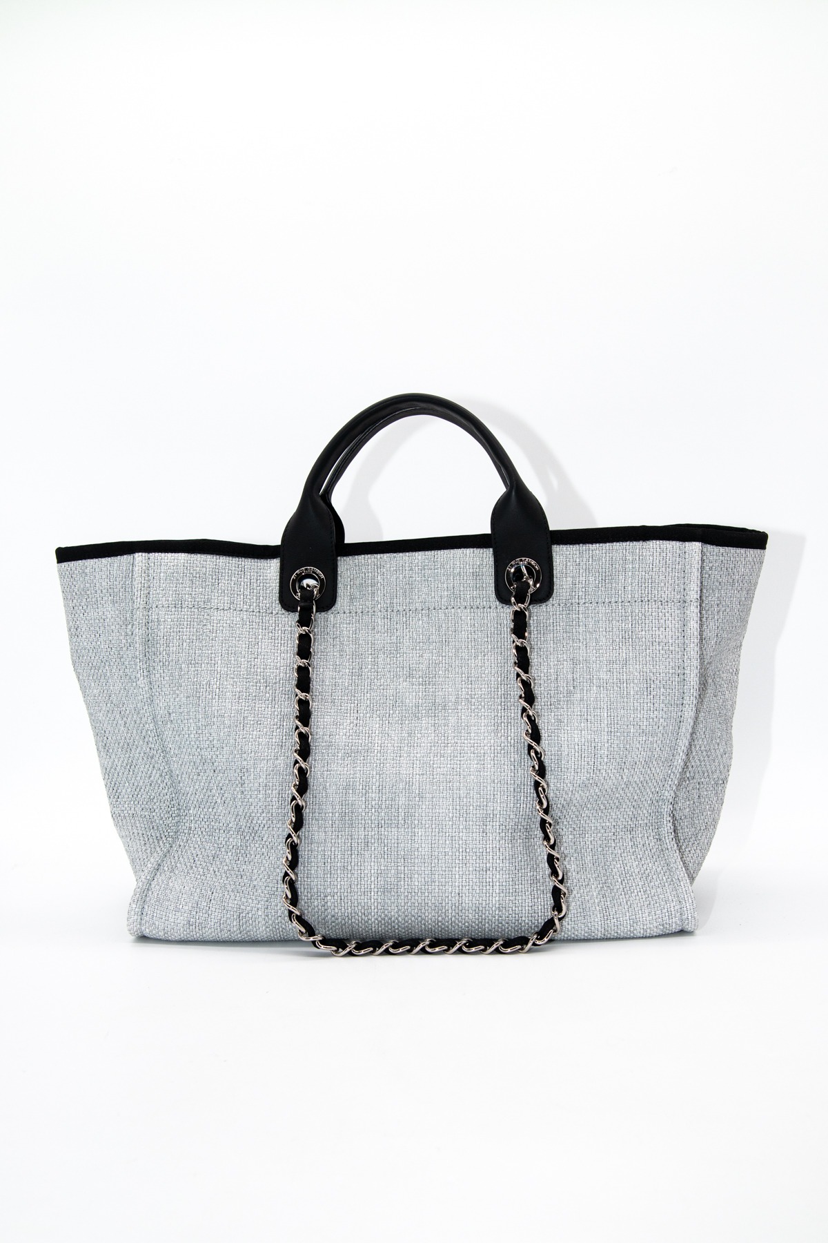 Chanel "Deauville" Shopper in Grau, Schwarz und Silber