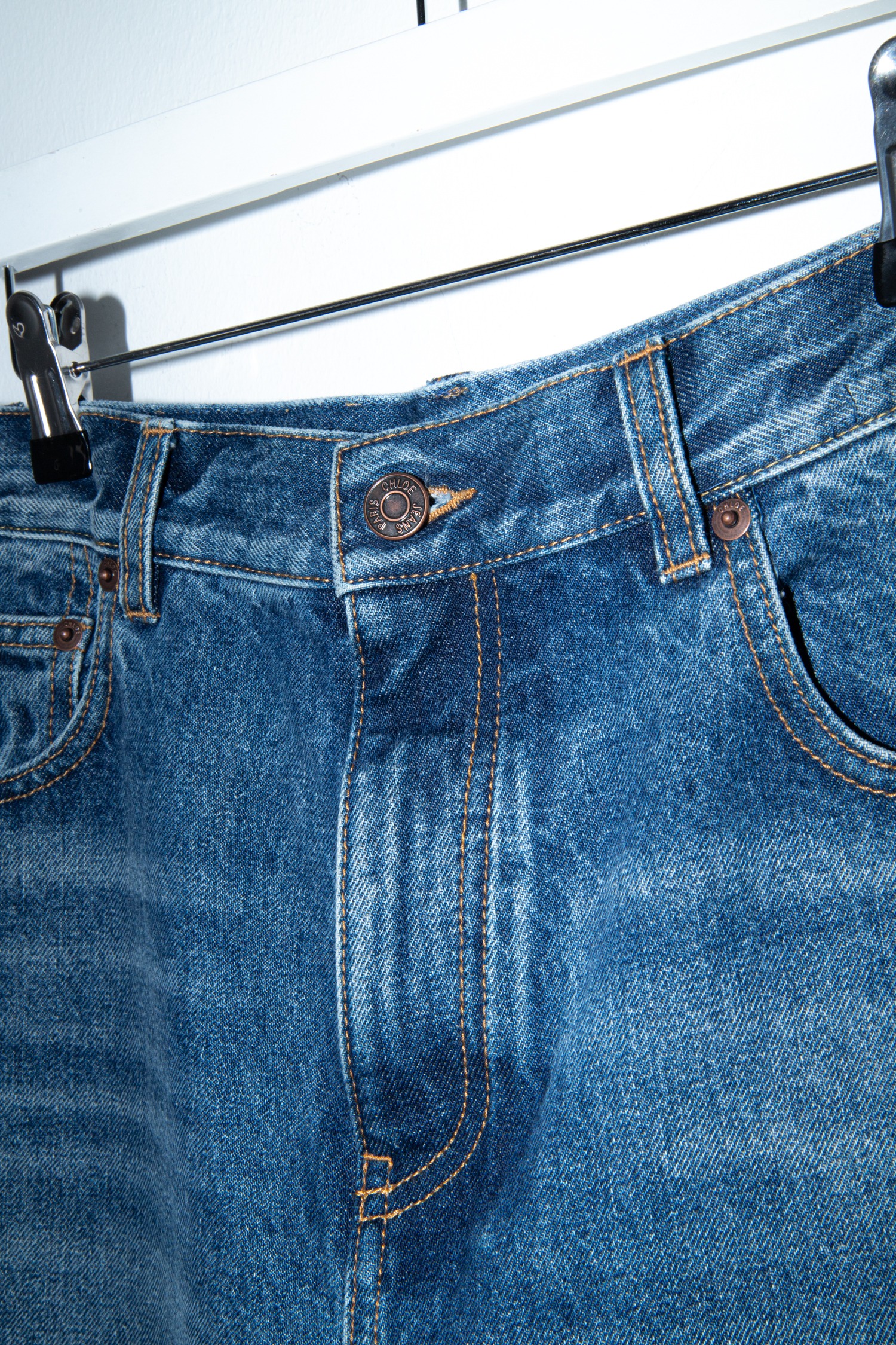 Chloé Jeans-Shorts im Patchwork-Look in Blau