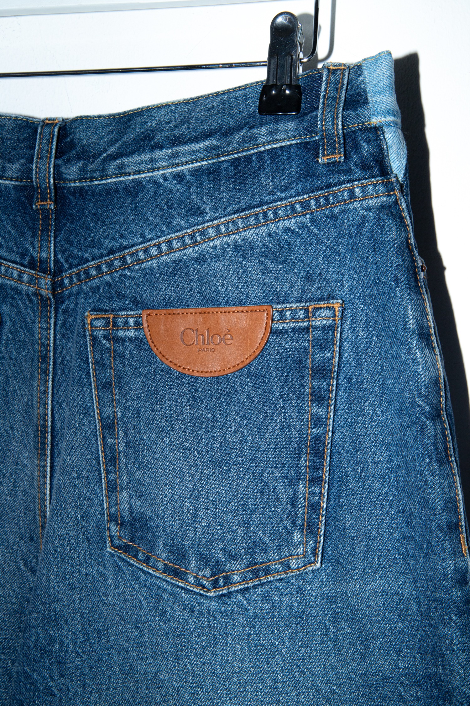 Chloé Jeans-Shorts im Patchwork-Look in Blau