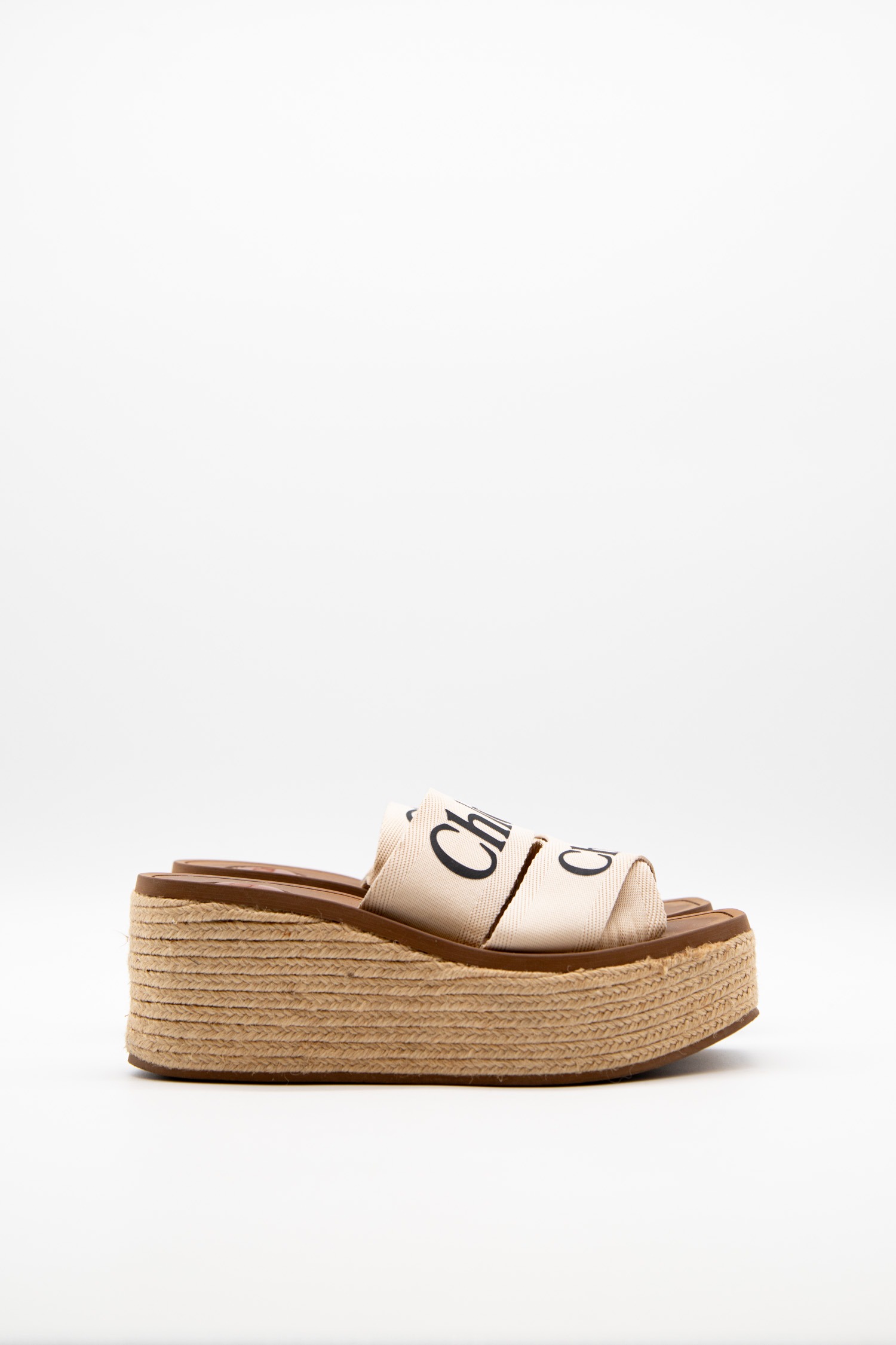 Chloé "Woody" Espandrille mit Keilabsatz in Beige
