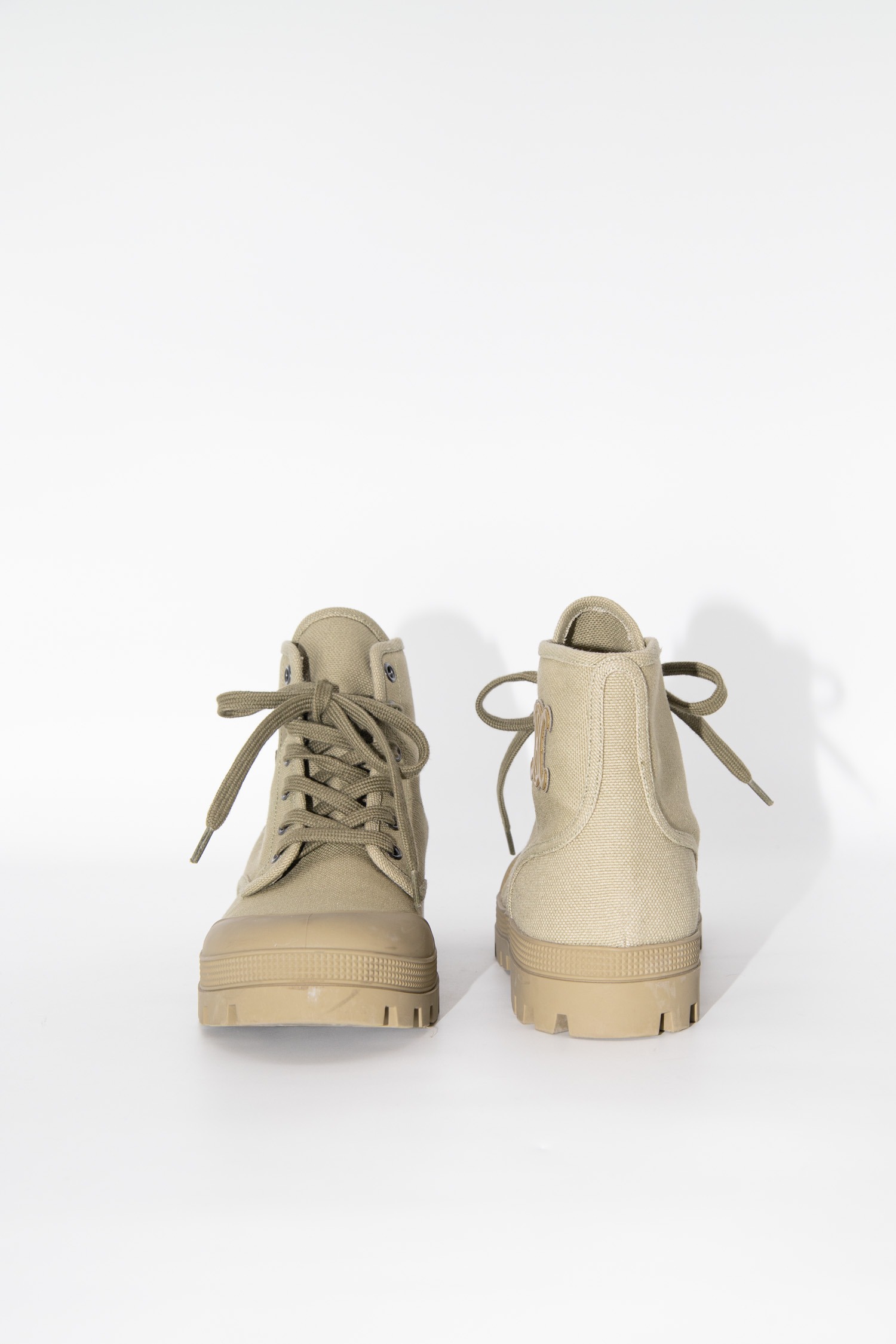 Celine "Patapans" Stiefeletten aus Canvas in Oliv