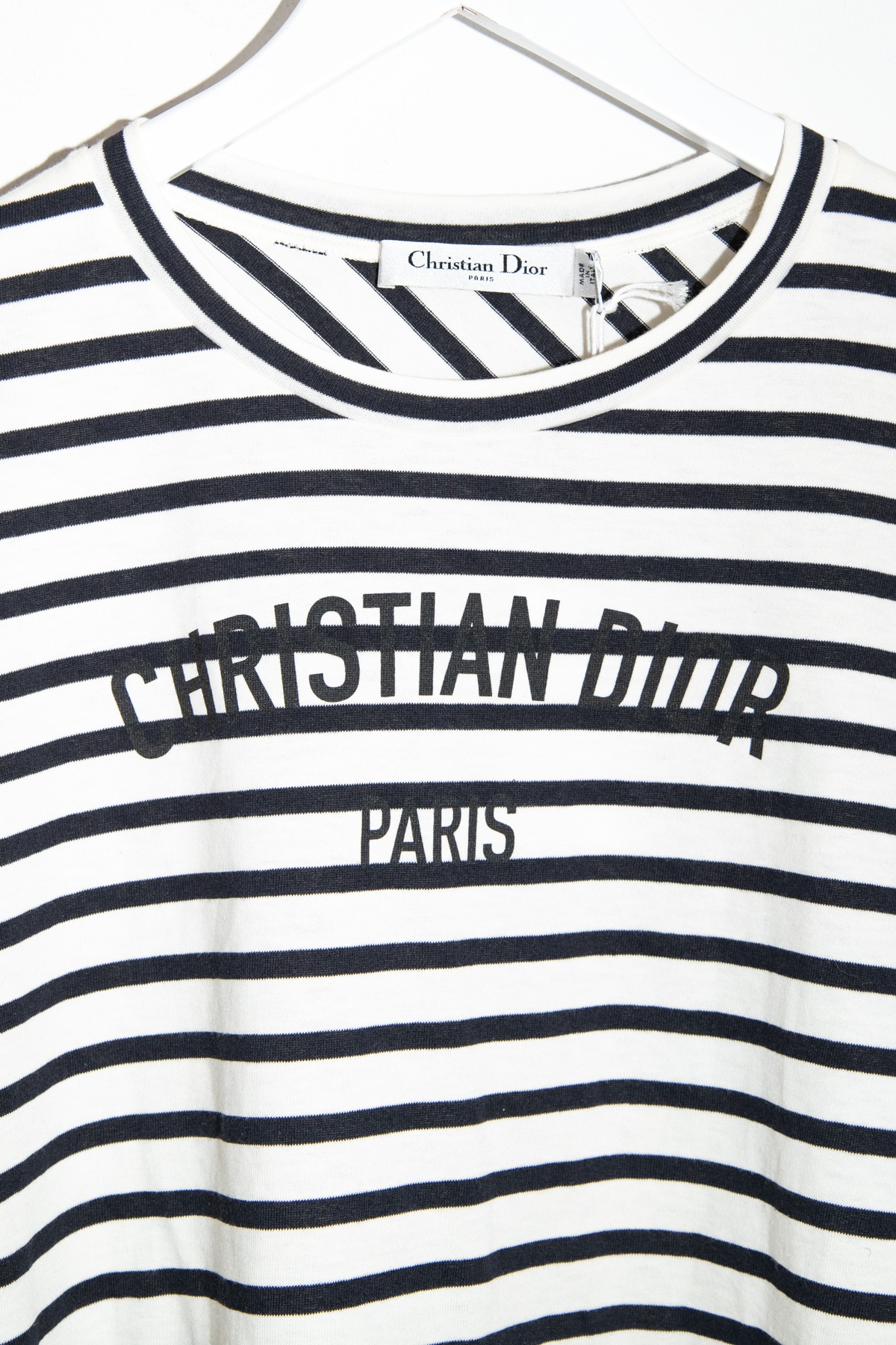 Dior T-Shirt Gestreift in Schwarz und Weiß
