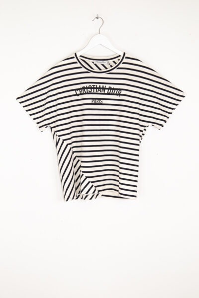 Dior T-Shirt Gestreift in Schwarz und Weiß