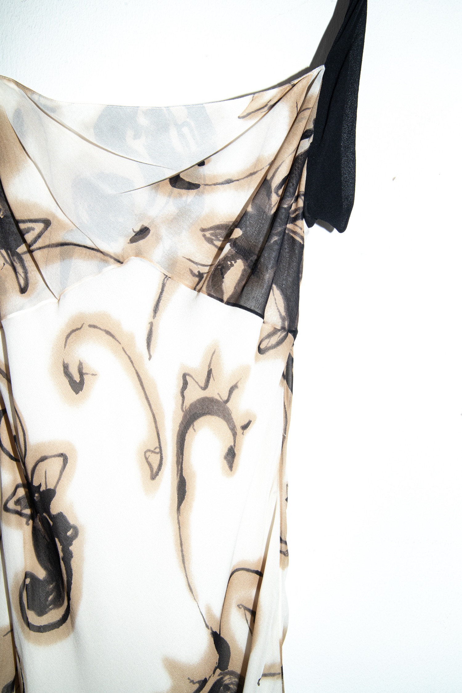 Christian Dior Midikleid in Ecru, Beige und Schwarz