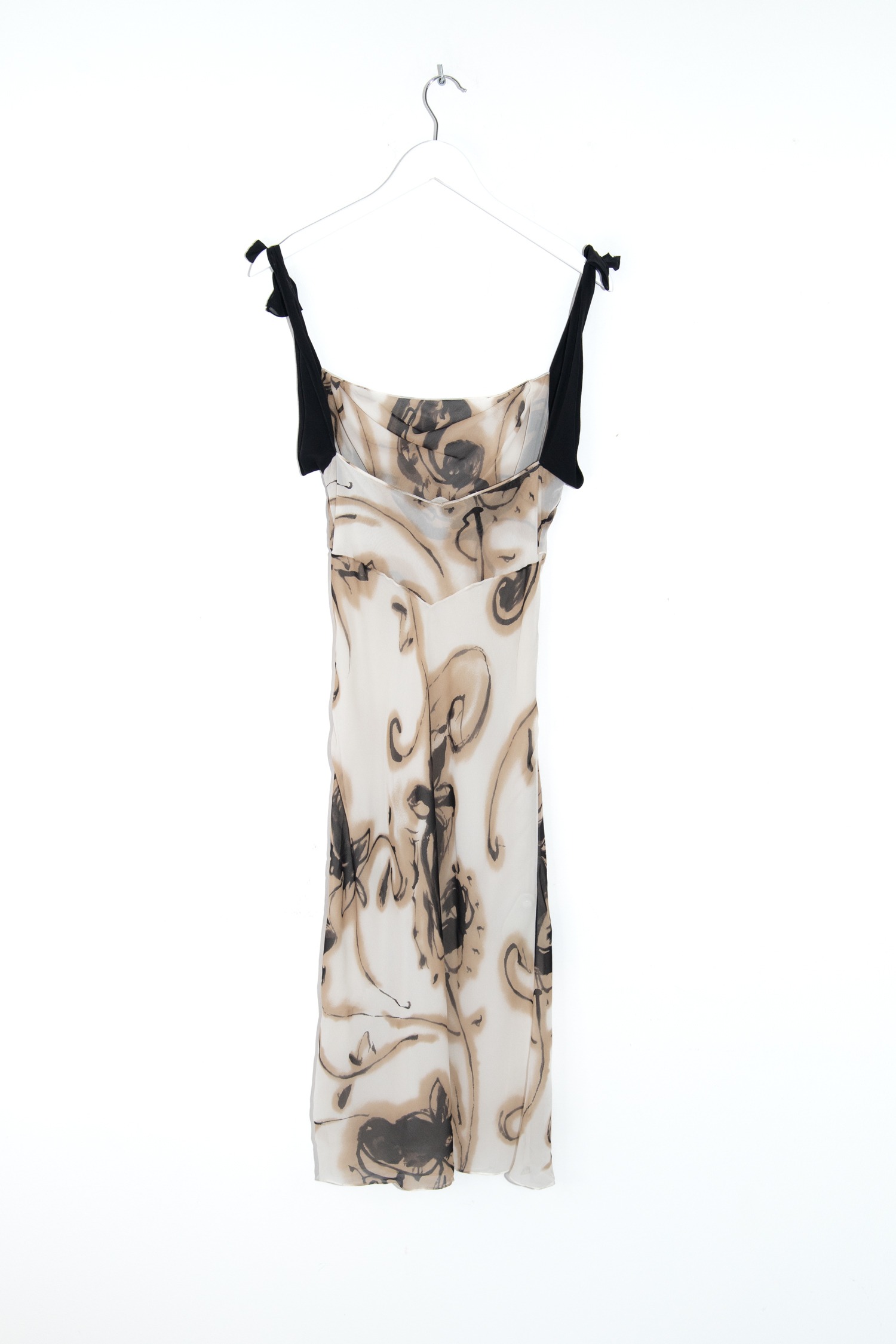 Christian Dior Midikleid in Ecru, Beige und Schwarz