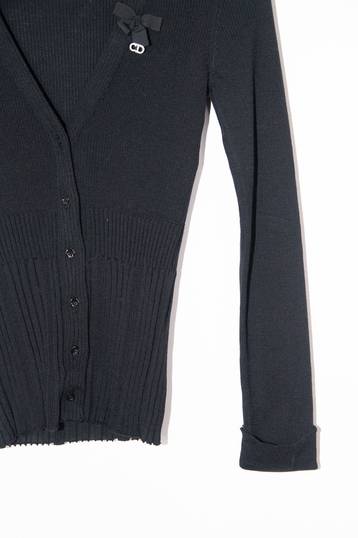 Christian Dior Strickjacke mit Schleife und Strass in Schwarz