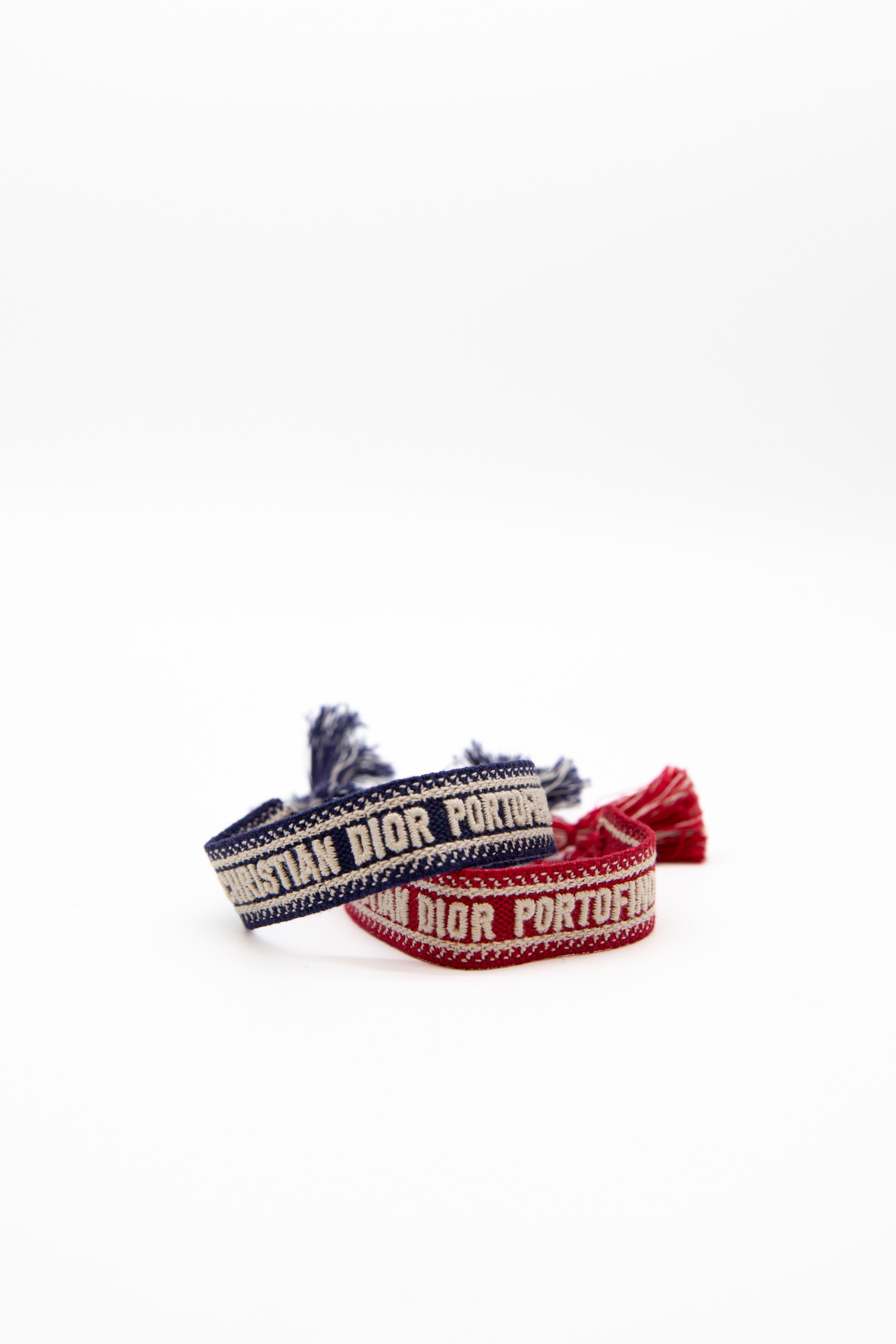 Dior Armbänder mit Schriftzug in Dunkelblau und Rot