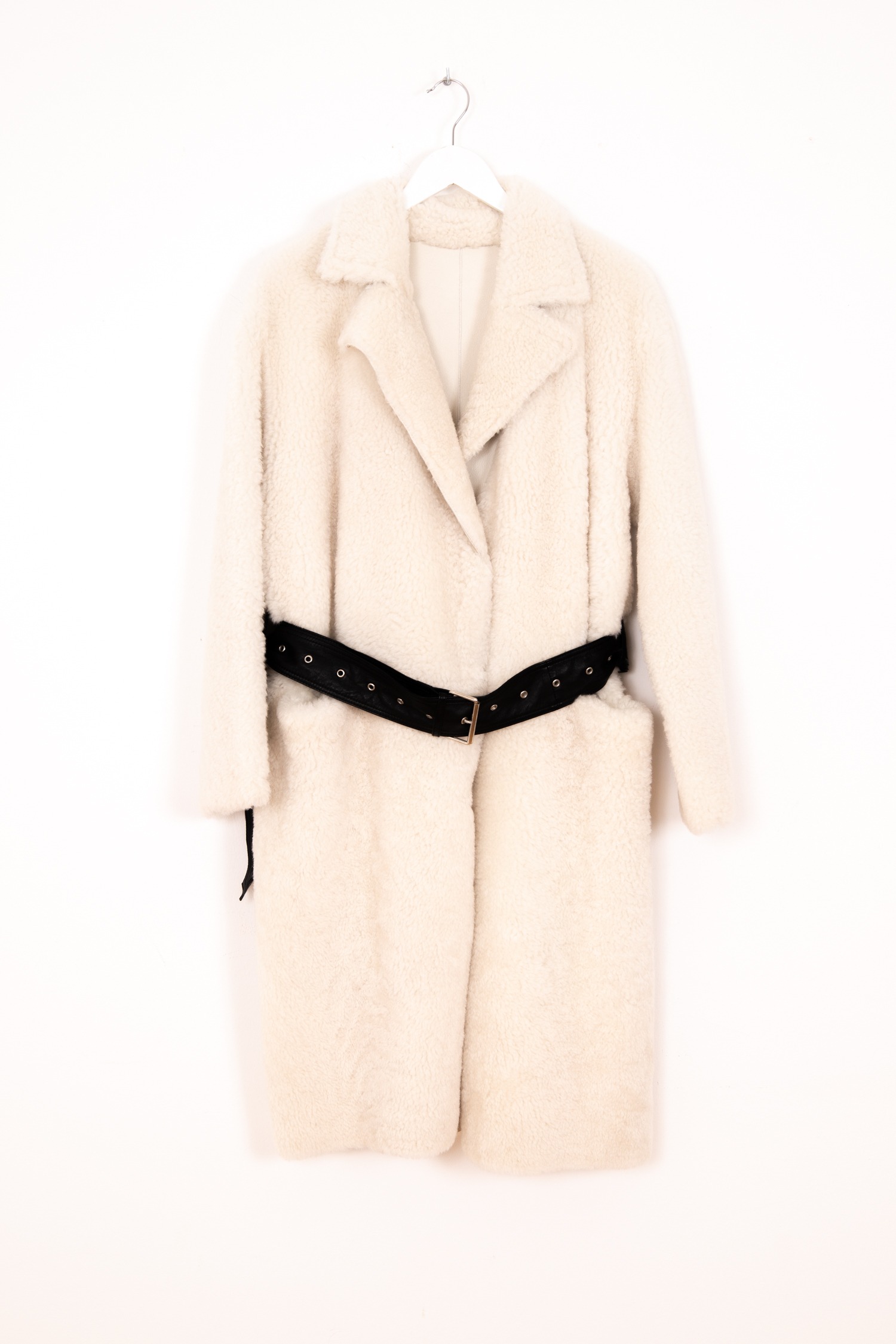 Common Leisure "Love" Shearling Mantel in Ecru