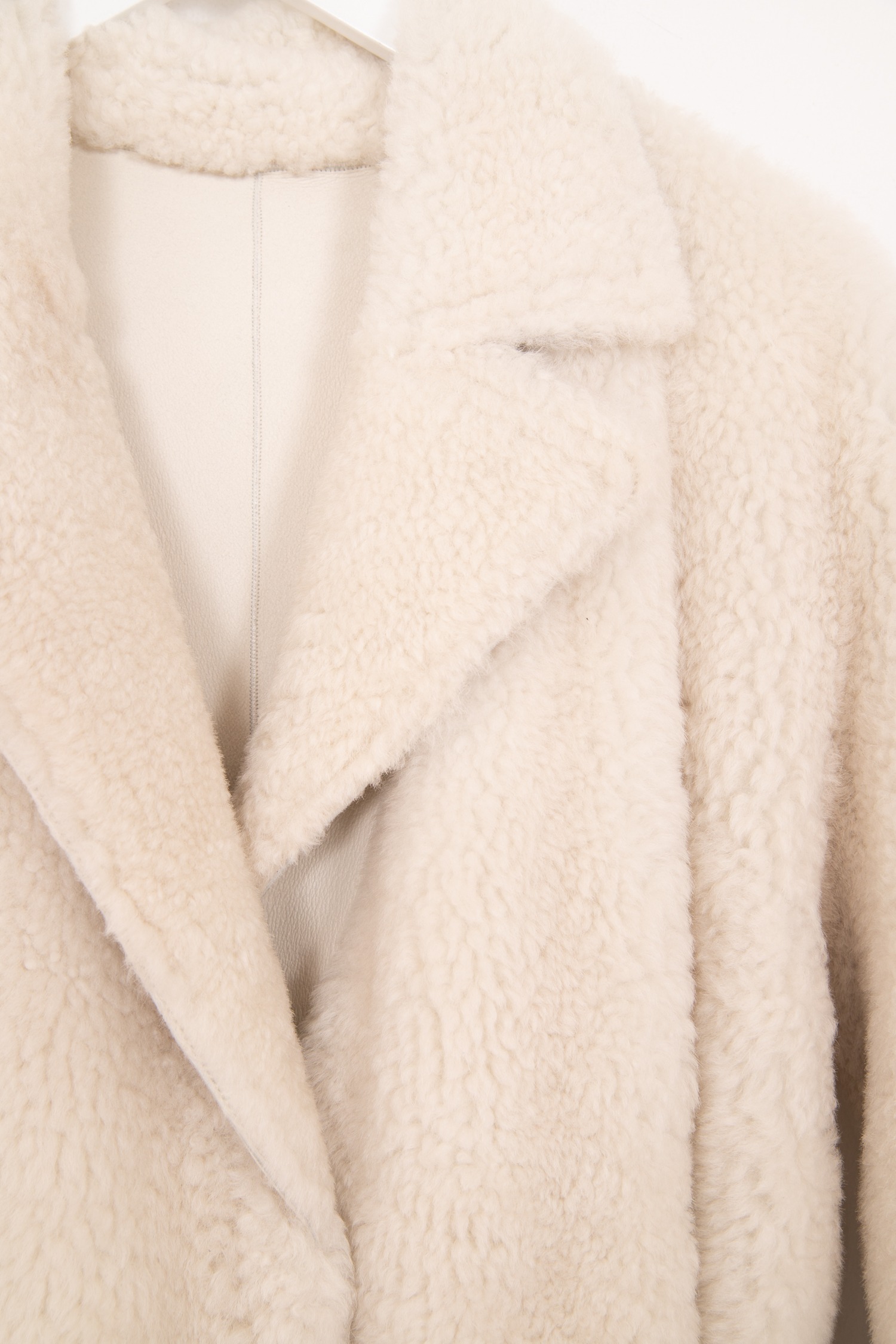 Common Leisure "Love" Shearling Mantel in Ecru