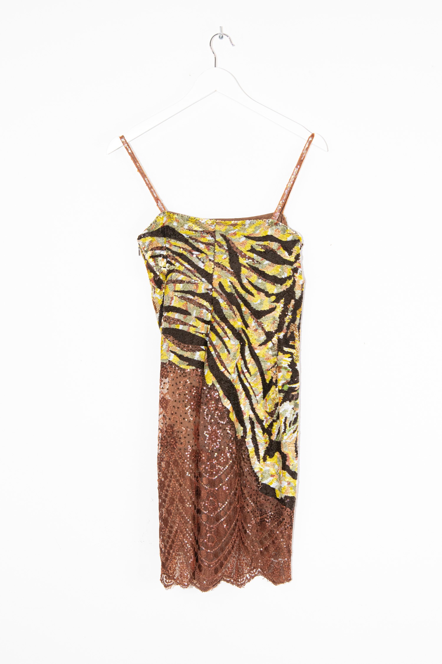 Vintage Kleid mit Pailletten, Spitze und Tiger-Motiv