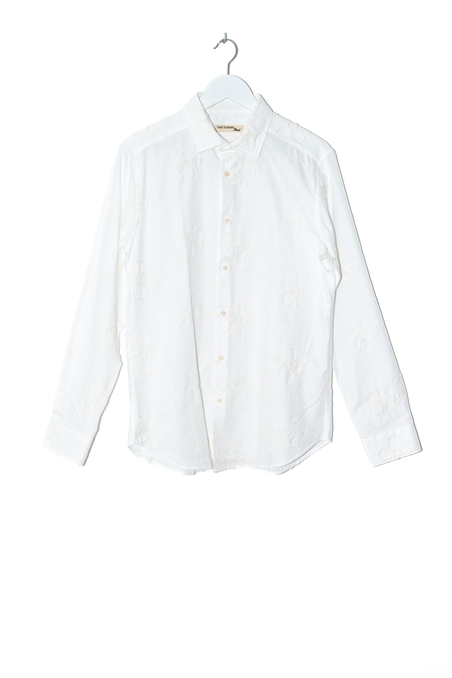 Deuxieme Hemd mit Blumen Stickerei in Weiß