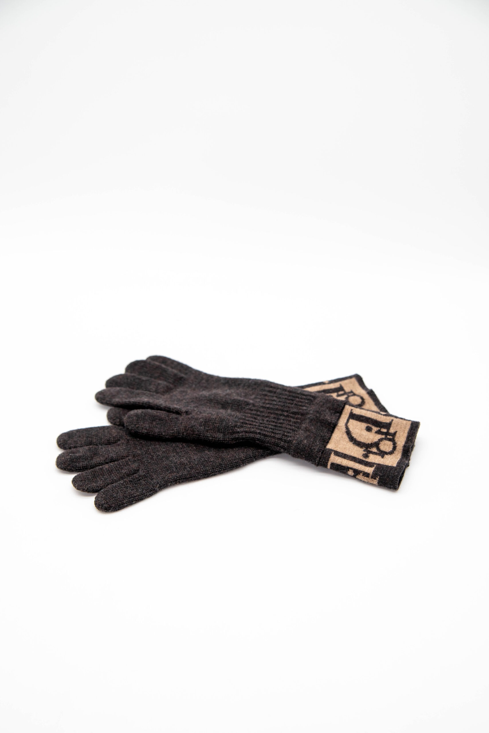Dior Wollhandschuhe in Dunkelbraun und Beige