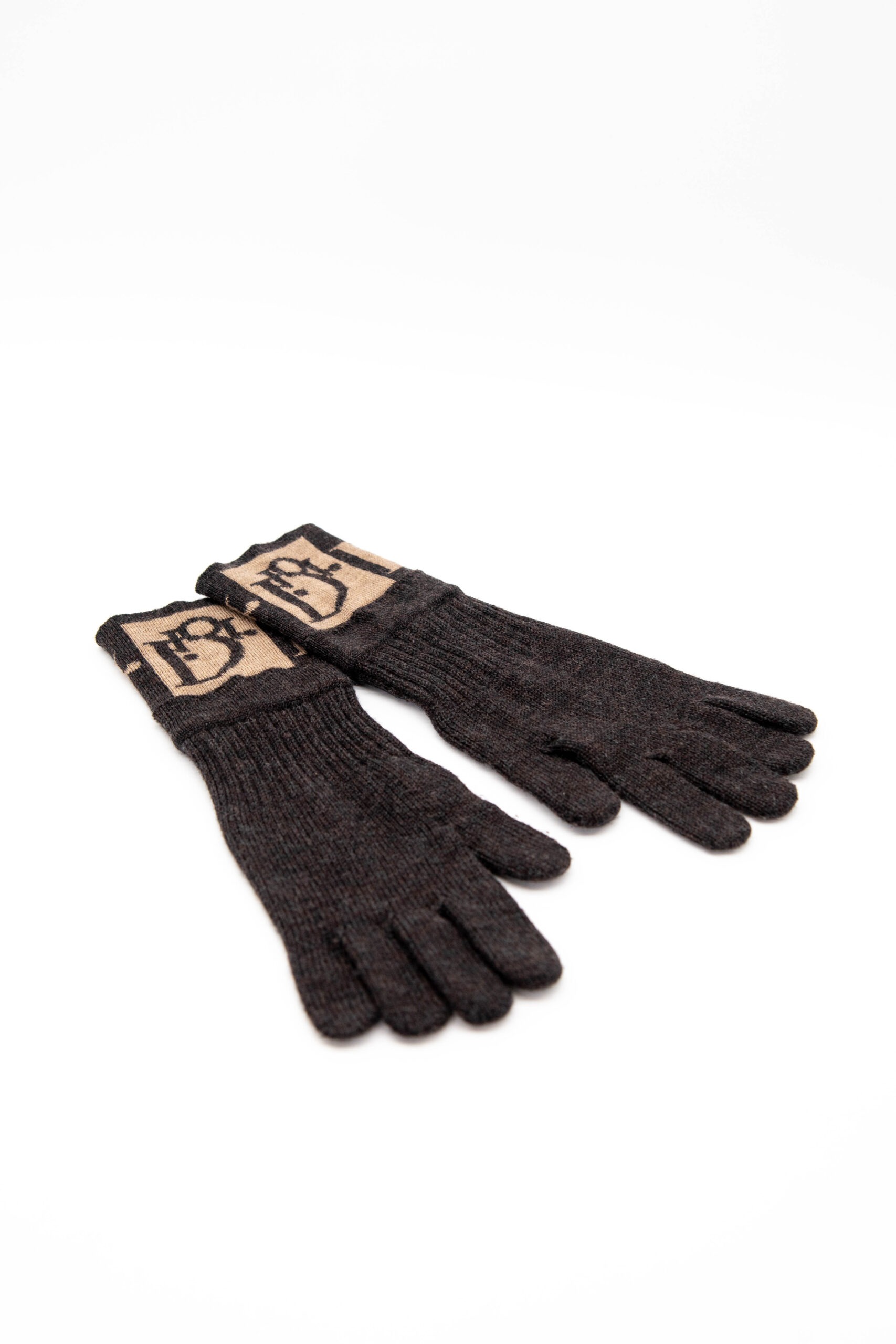 Dior Wollhandschuhe in Dunkelbraun und Beige