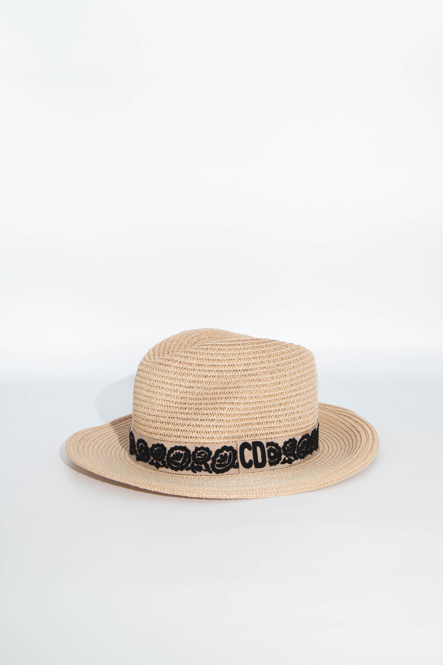 Dior Strohhut mit Blumenverzierung in Beige