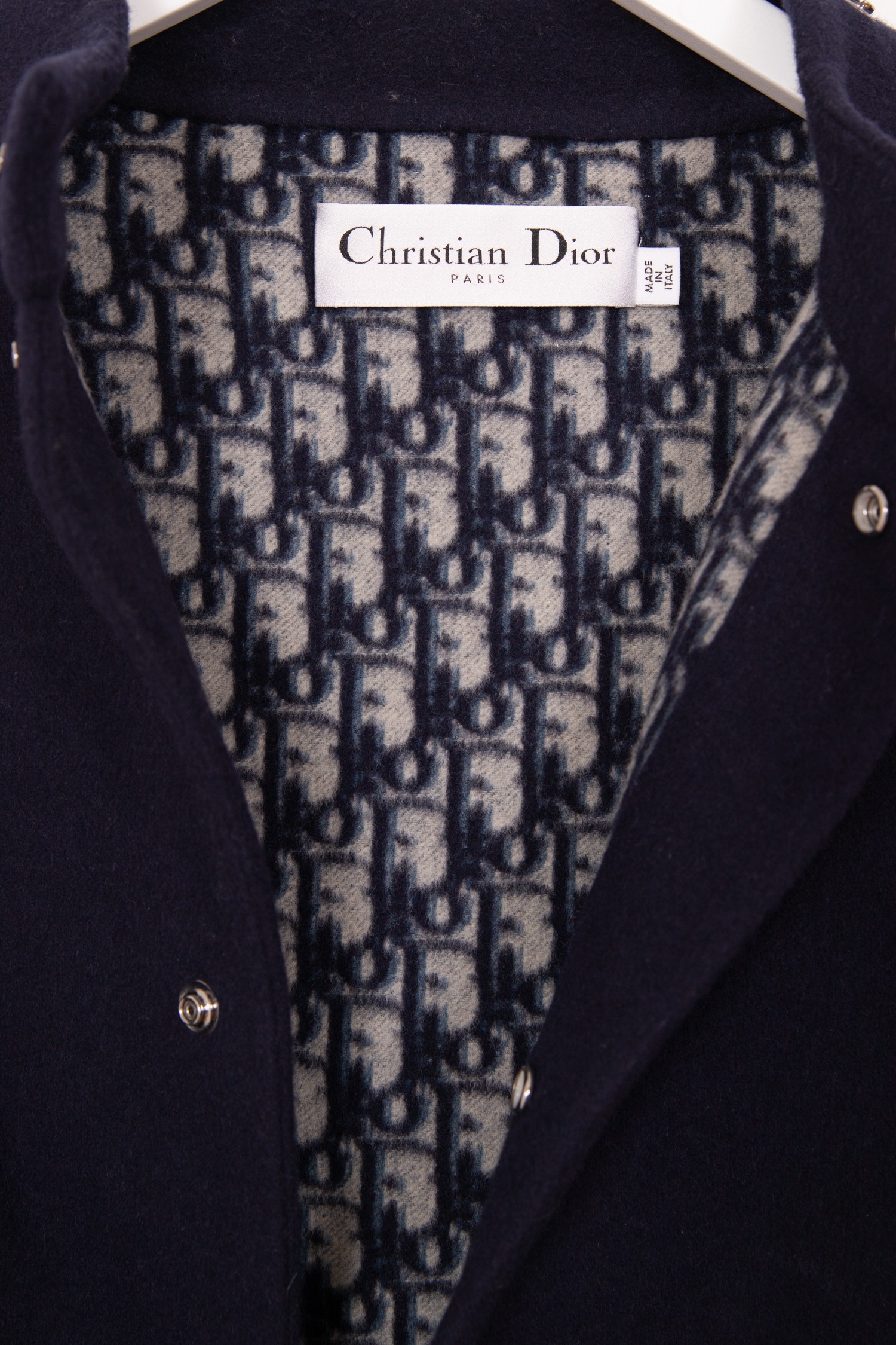 Dior "Double-Sided" Mantel mit Schalkragen in Dunkelblau und Ecru