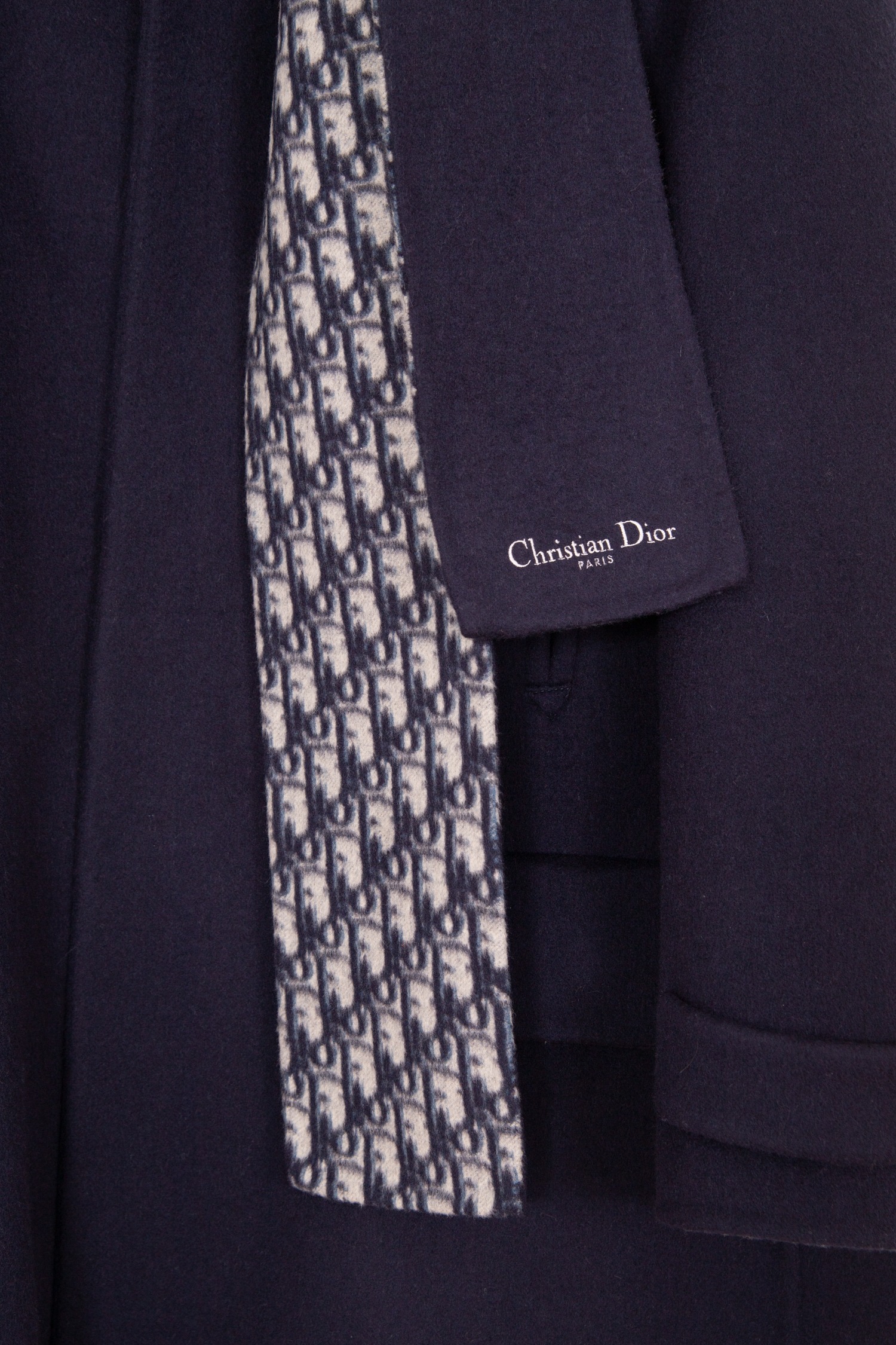 Dior "Double-Sided" Mantel mit Schalkragen in Dunkelblau und Ecru