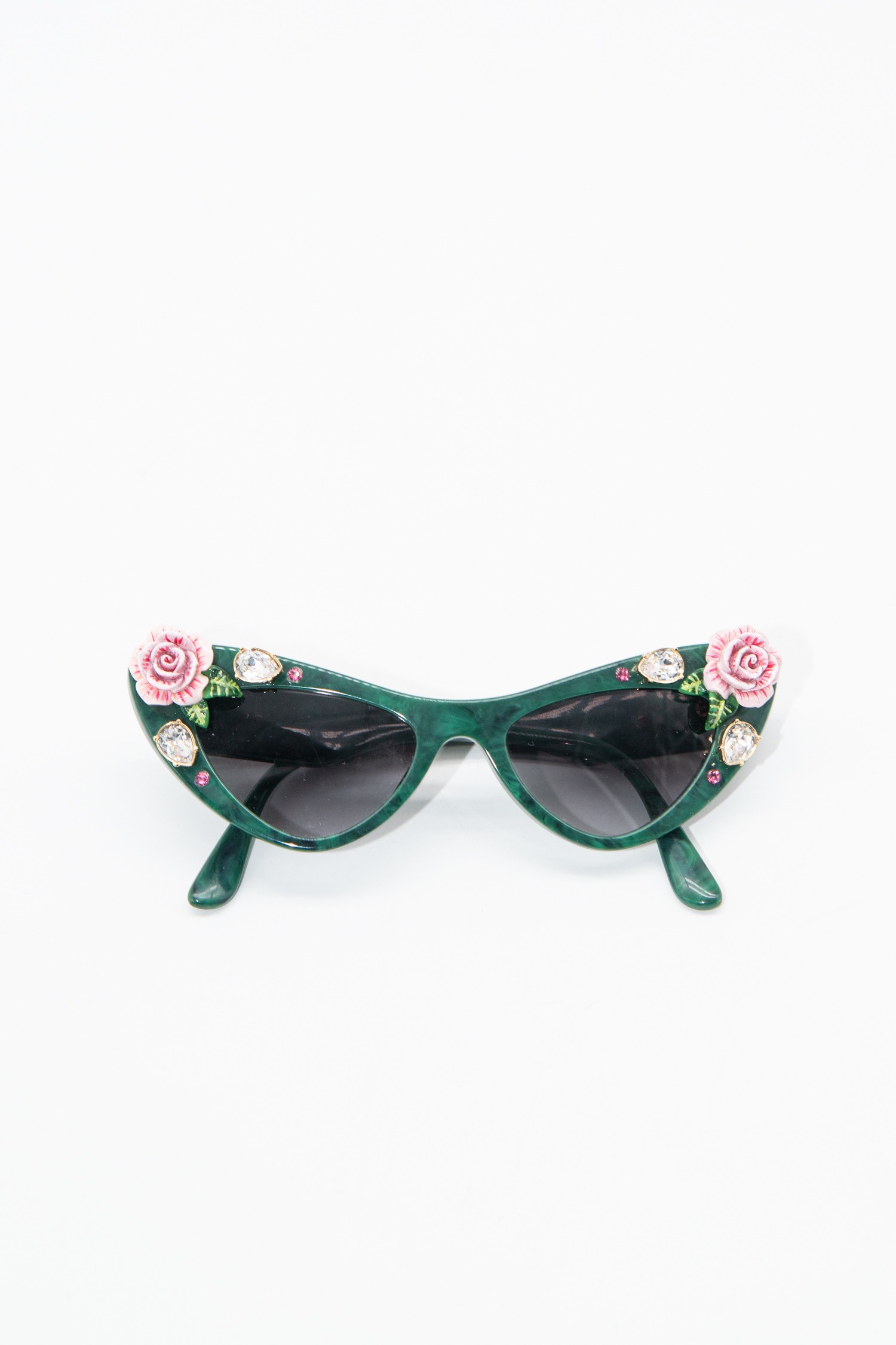 Dolce & Gabbana Retro Cat-Eye-Sonnenbrille in Grün und Gold