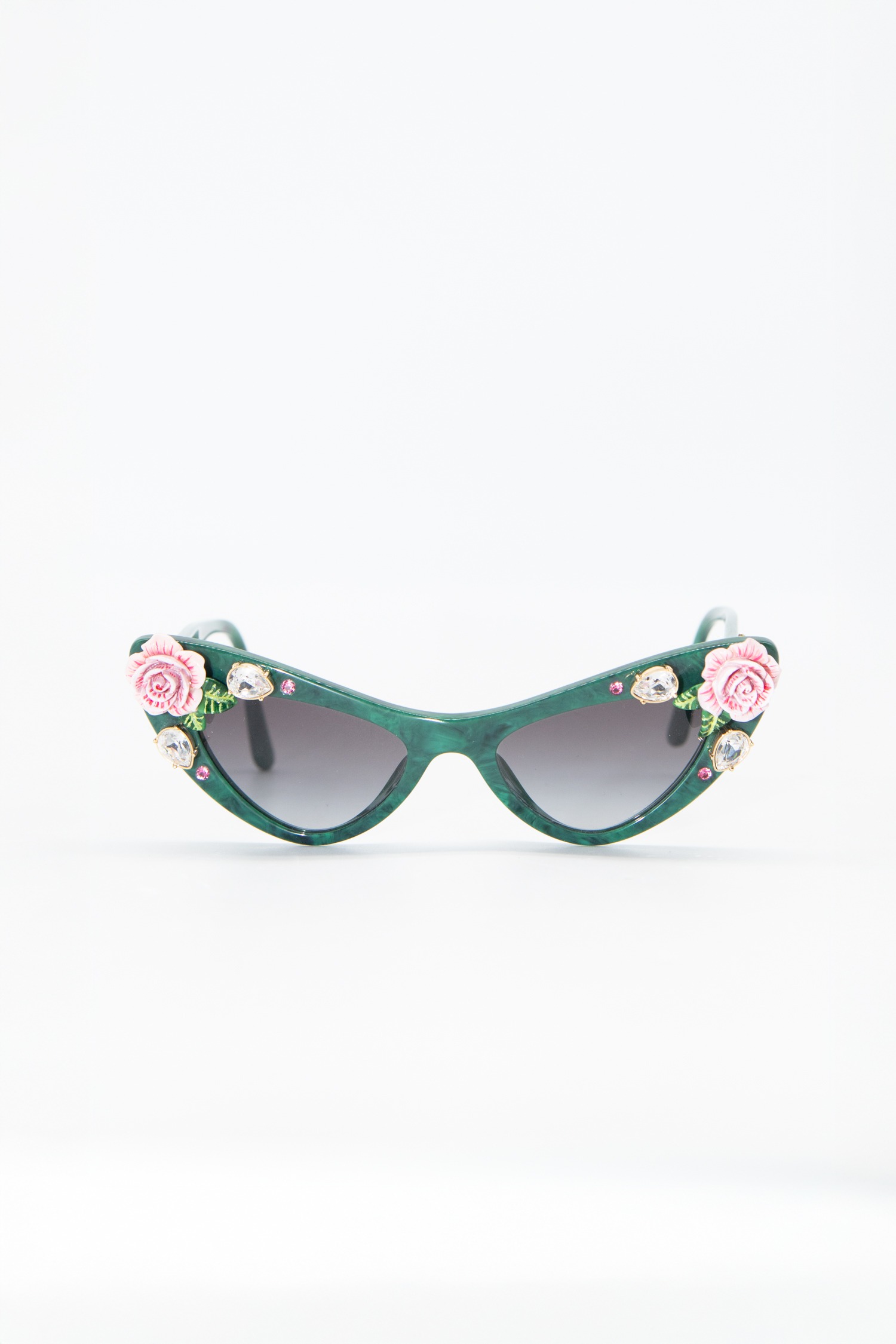 Dolce & Gabbana Retro Cat-Eye-Sonnenbrille in Grün und Gold