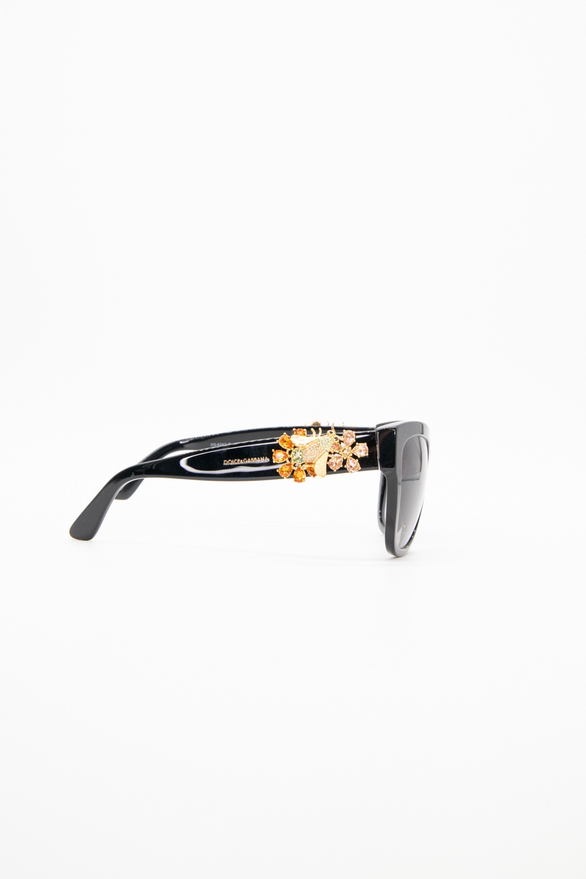 Dolce & Gabbana Sonnenbrille mit Applikation in Schwarz und Gold