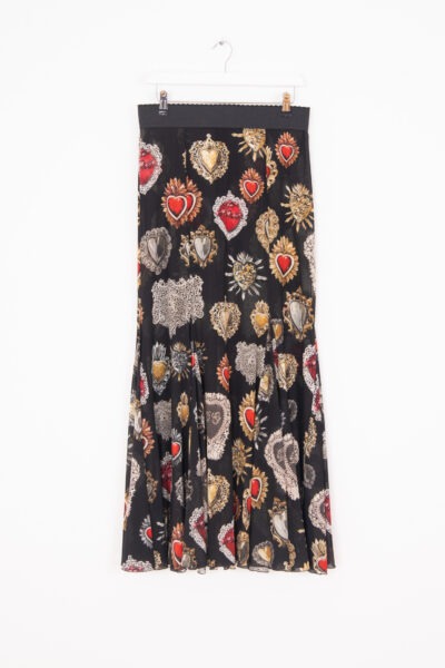 Dolce & Gabbana Maxirock mit Herzen in Schwarz und Bunt
