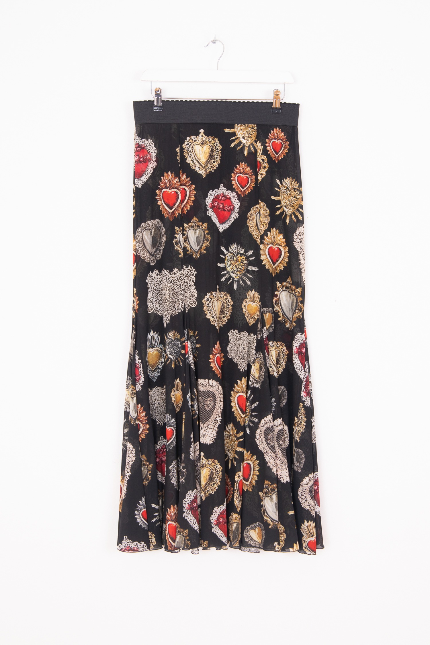 Dolce & Gabbana Maxirock mit Herzen in Schwarz und Bunt