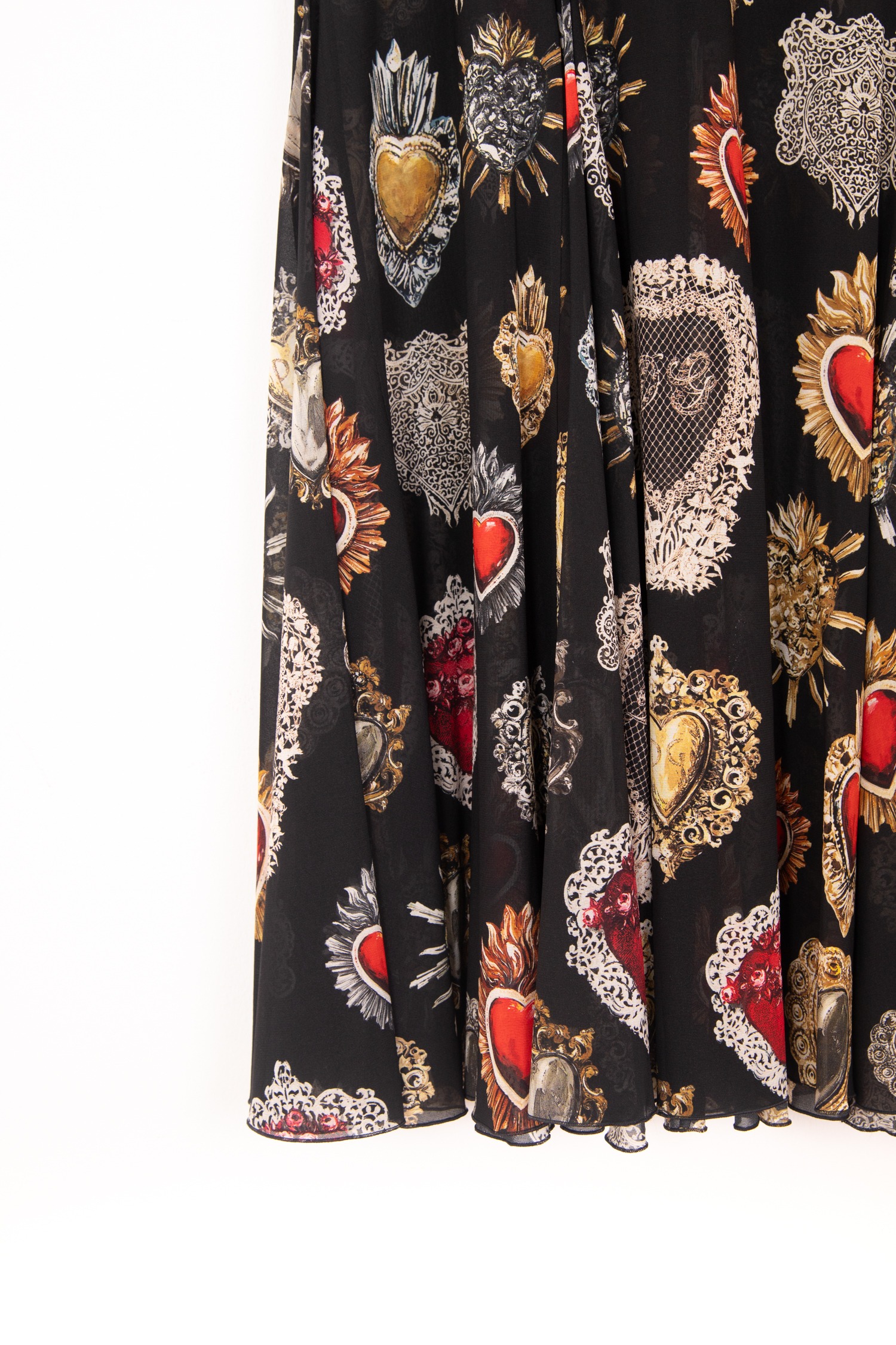 Dolce & Gabbana Maxirock mit Herzen in Schwarz und Bunt