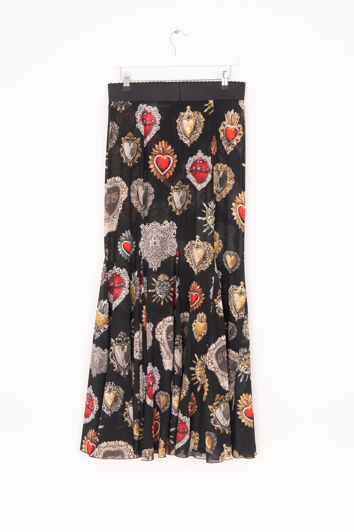 Dolce & Gabbana Maxirock mit Herzen in Schwarz und Bunt