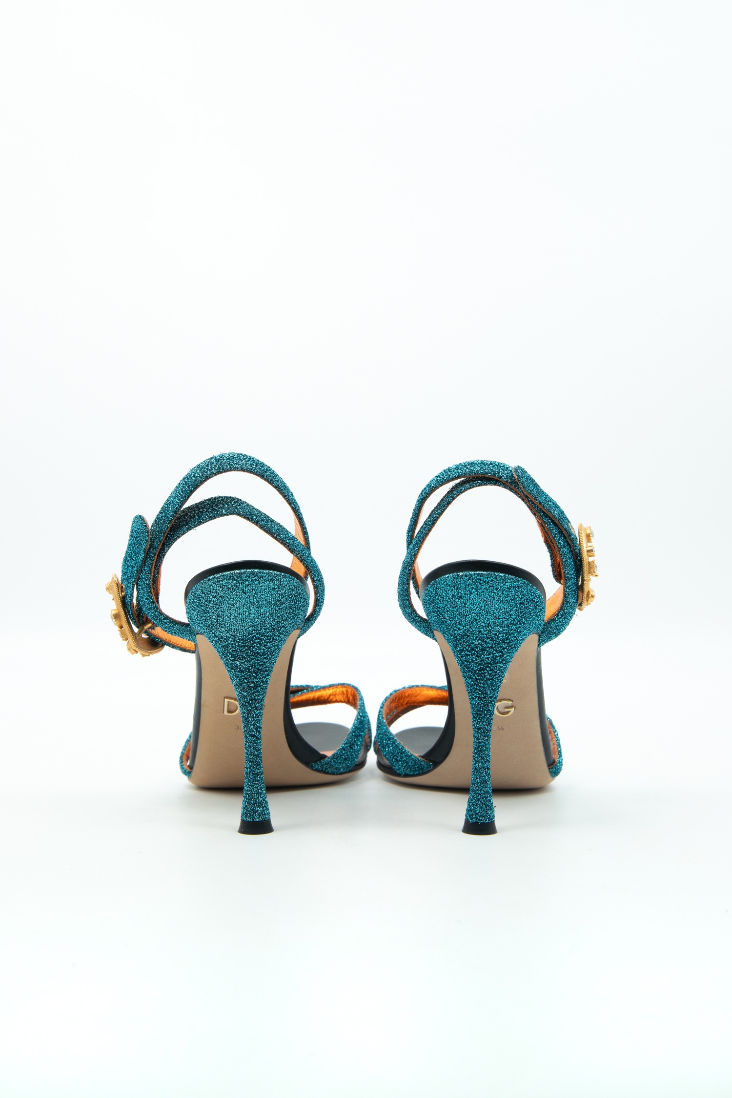 Dolce & Gabbana Sandaletten mit Herz-Schnalle in Blau und Gold