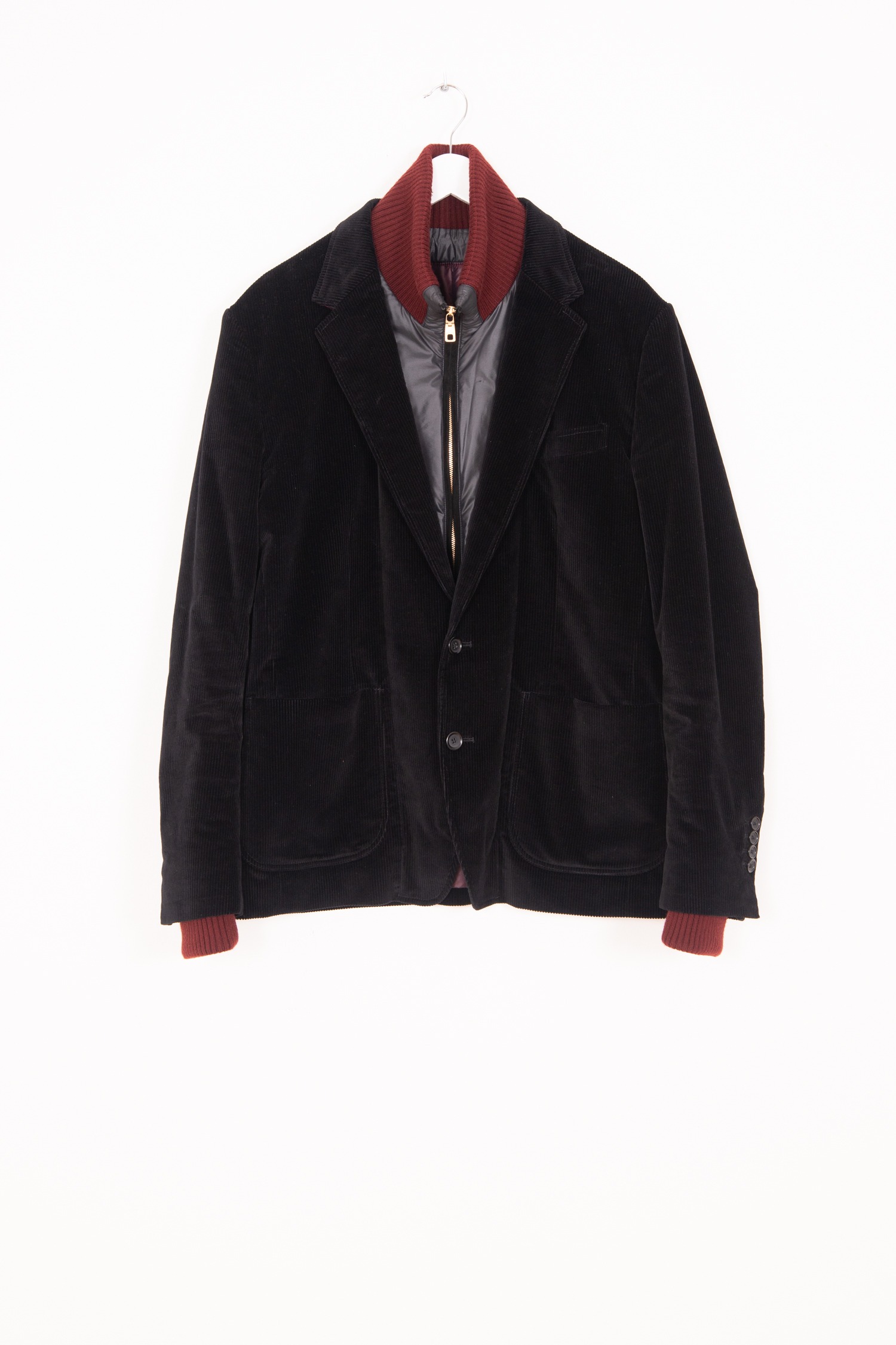 Dolce & Gabbana Kordsakko mit Stepp-Inlay in Schwarz und Bordeaux