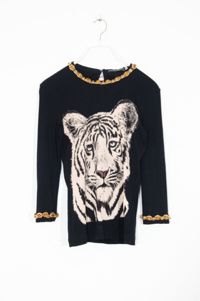 Dolce & Gabbana Langarmshirt mit Tigermotiv in Schwarz