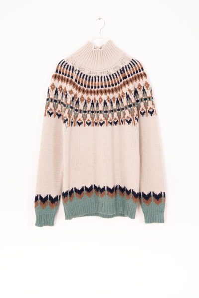 Dondup Rollkragenpullover mit Fair-Isle-Muster in Beige