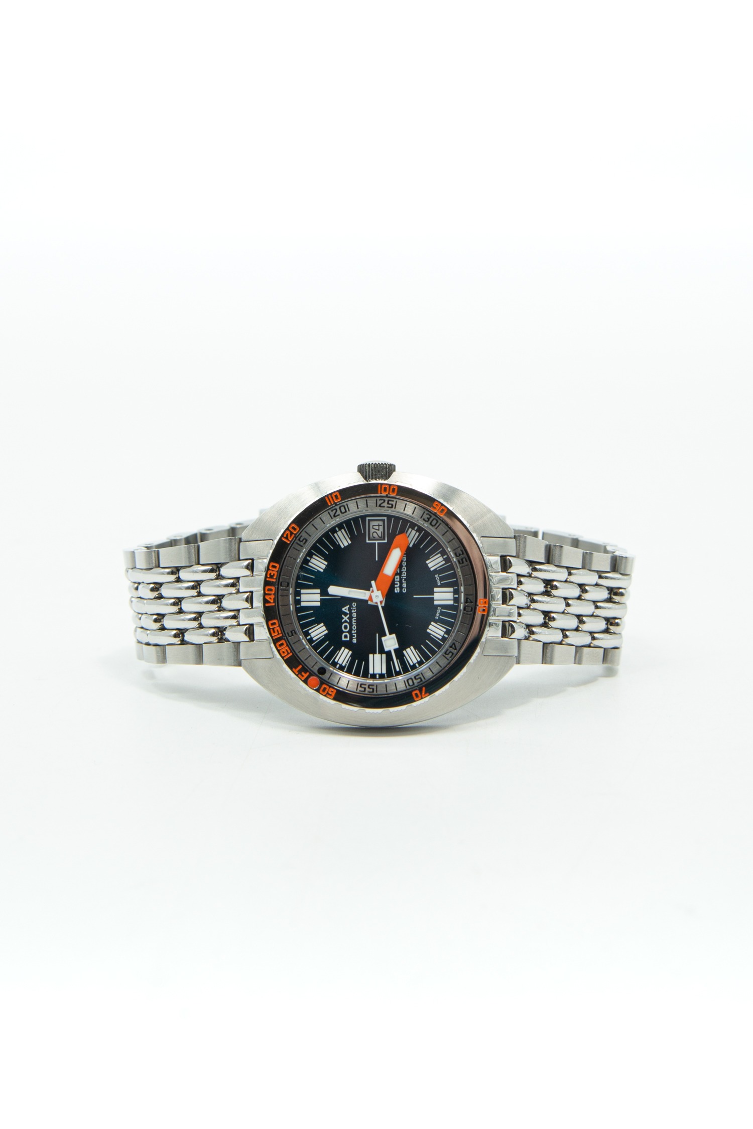 Doxa „SUB 200T Caribbean“ Taucheruhr in Silber und Dunkelblau