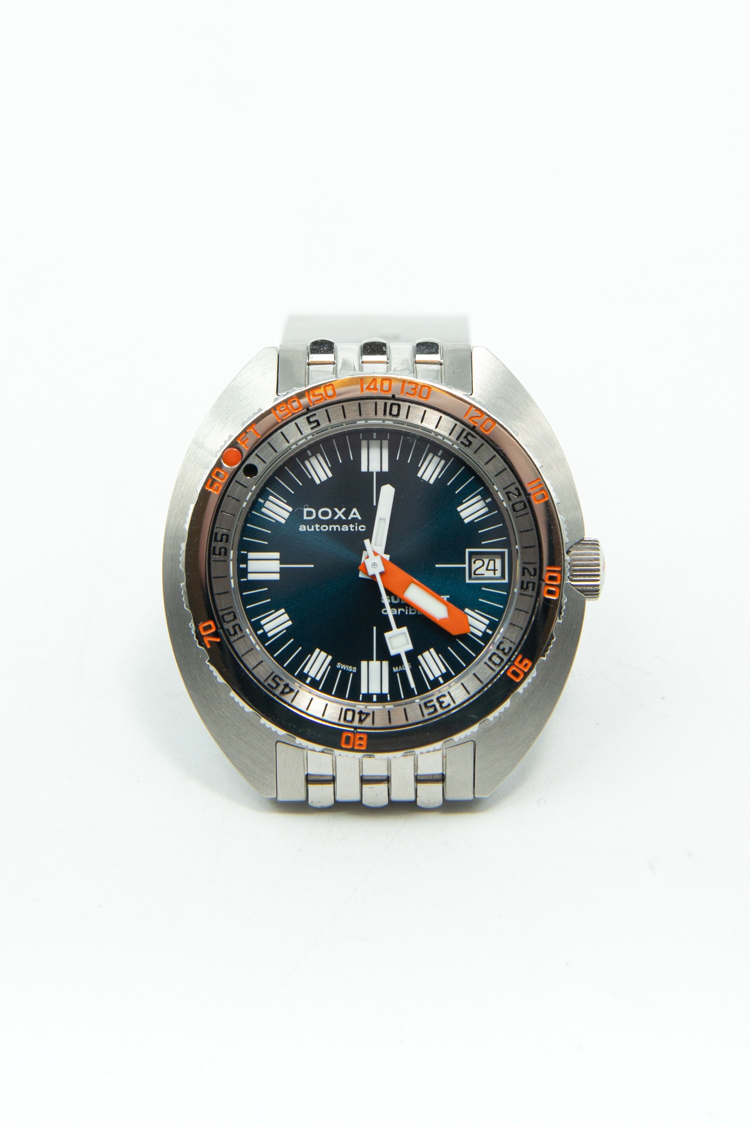 Doxa „SUB 200T Caribbean“ Taucheruhr in Silber und Dunkelblau