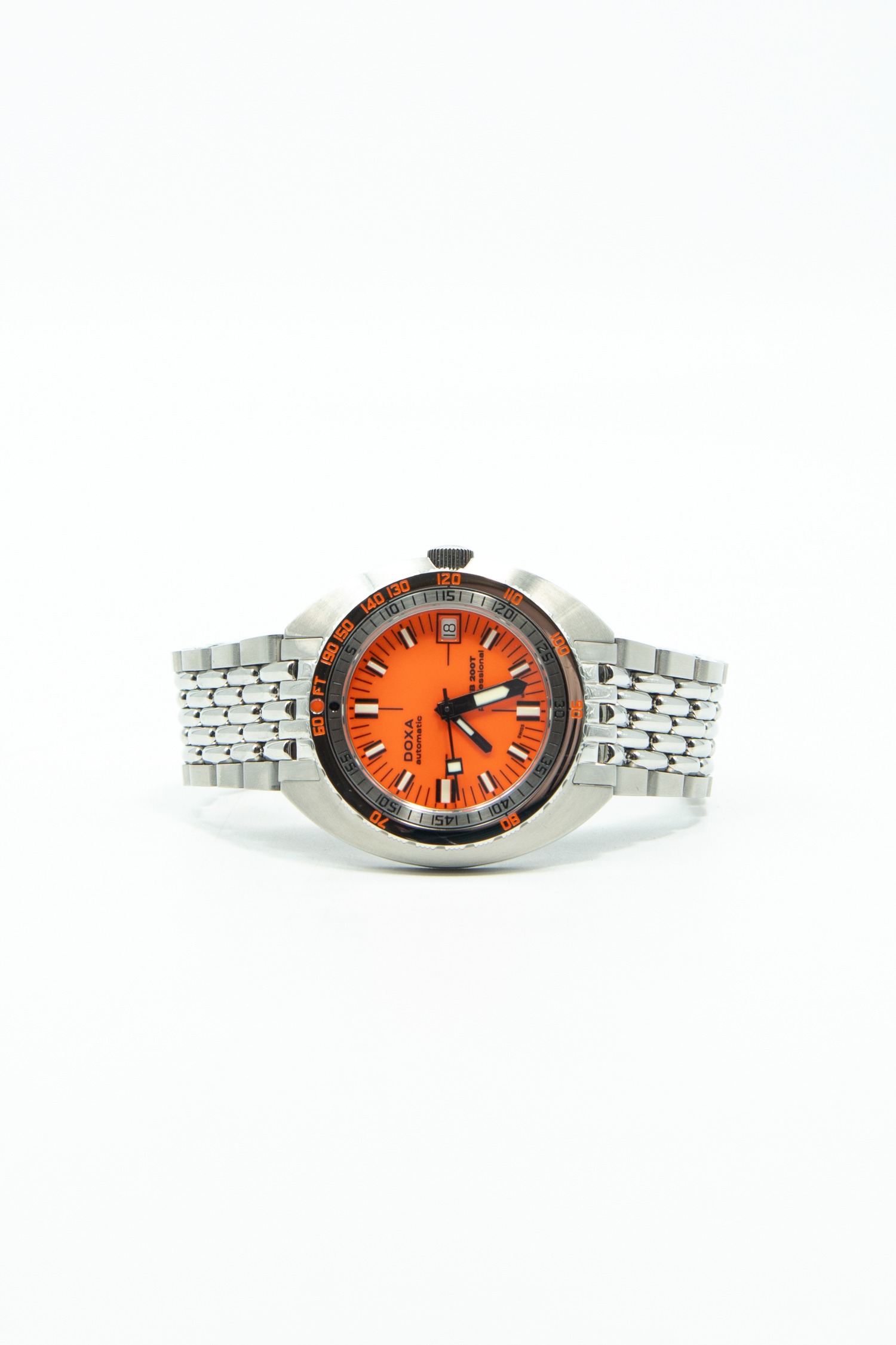 Doxa „SUB 200T Professional“ Taucheruhr in Silber und Orange