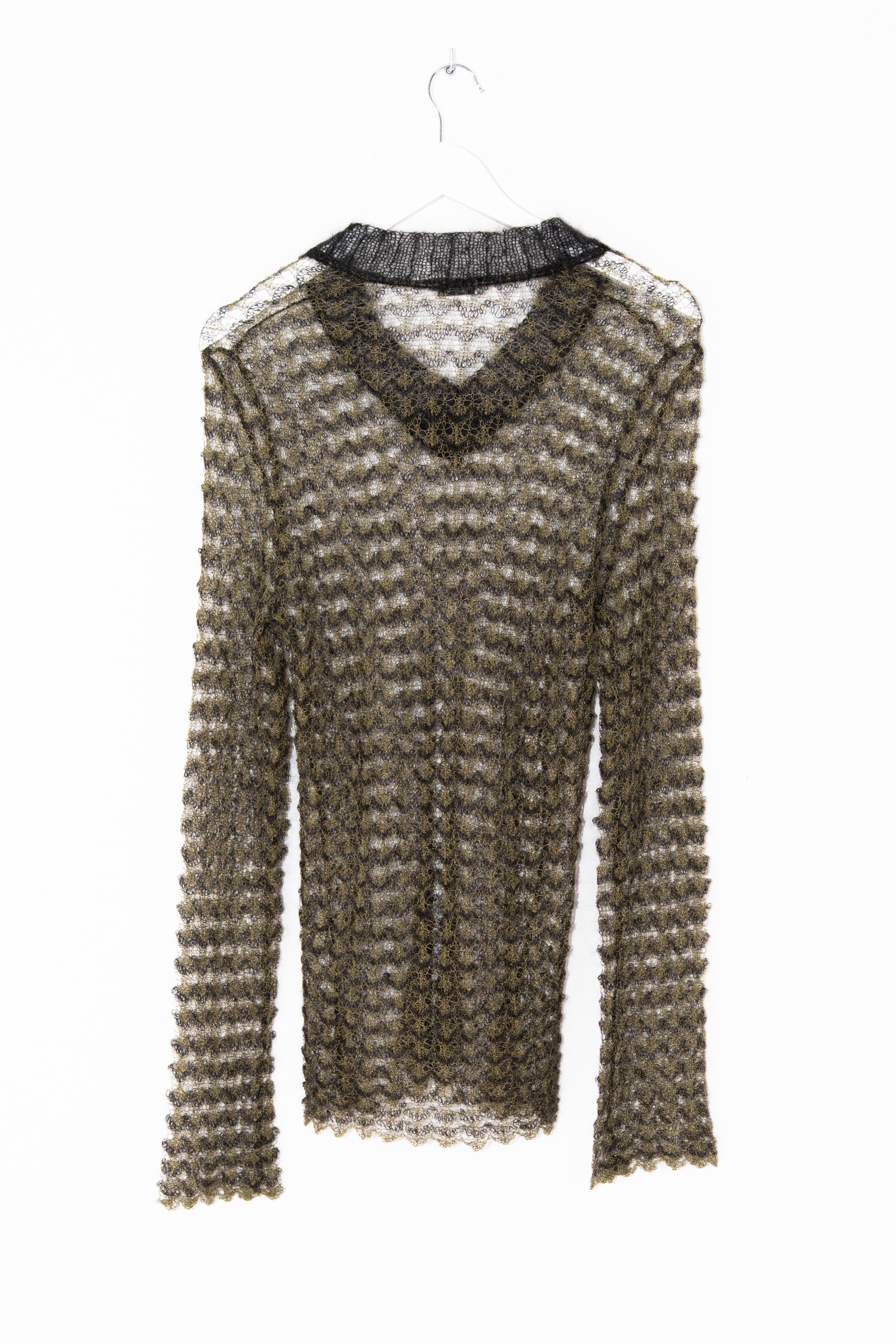 Dries van Noten Strickpullover in Olivgrün und Dunkelgrau