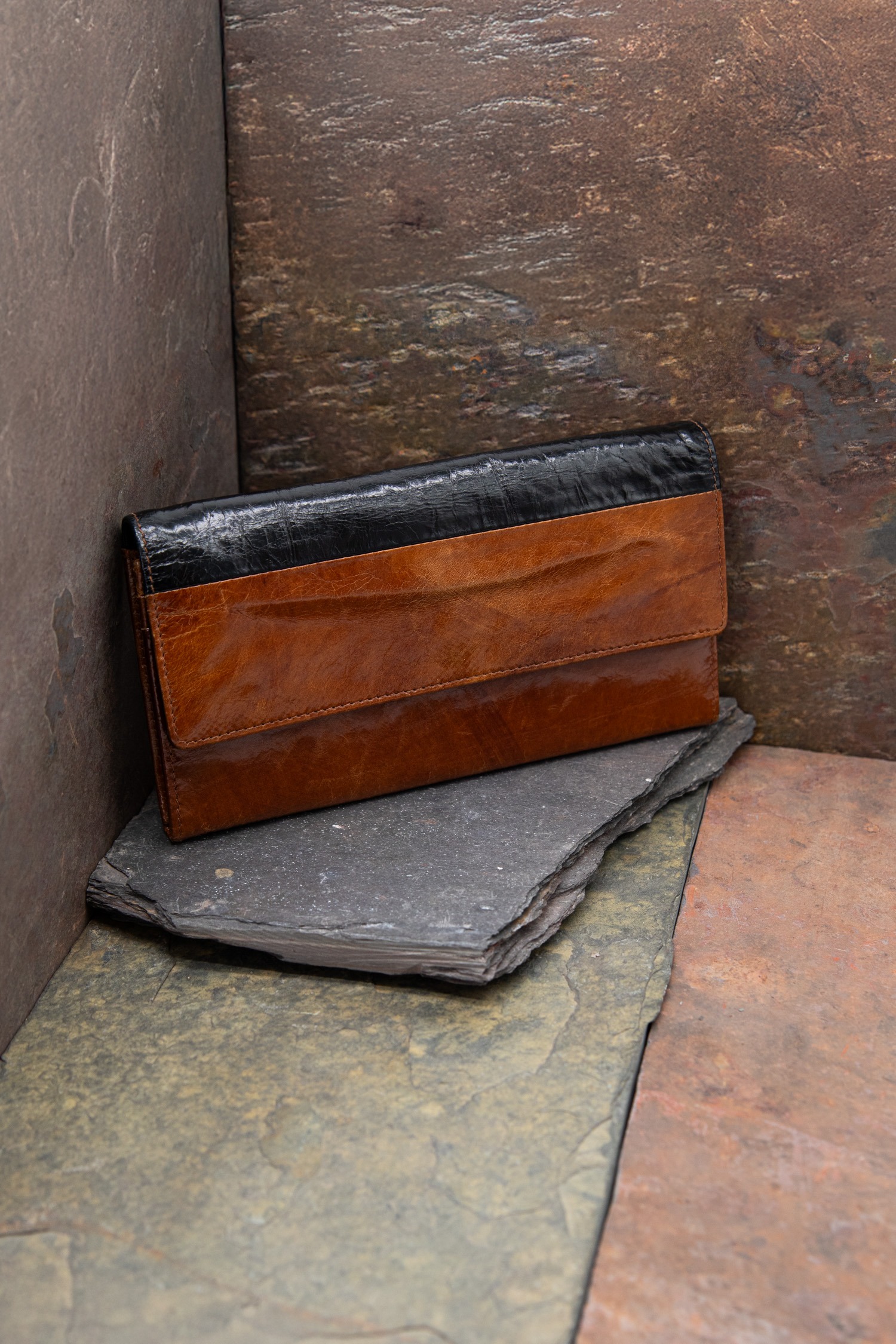 Dries van Noten Portemonnaie in Cognacfarben und Dunkelbraun