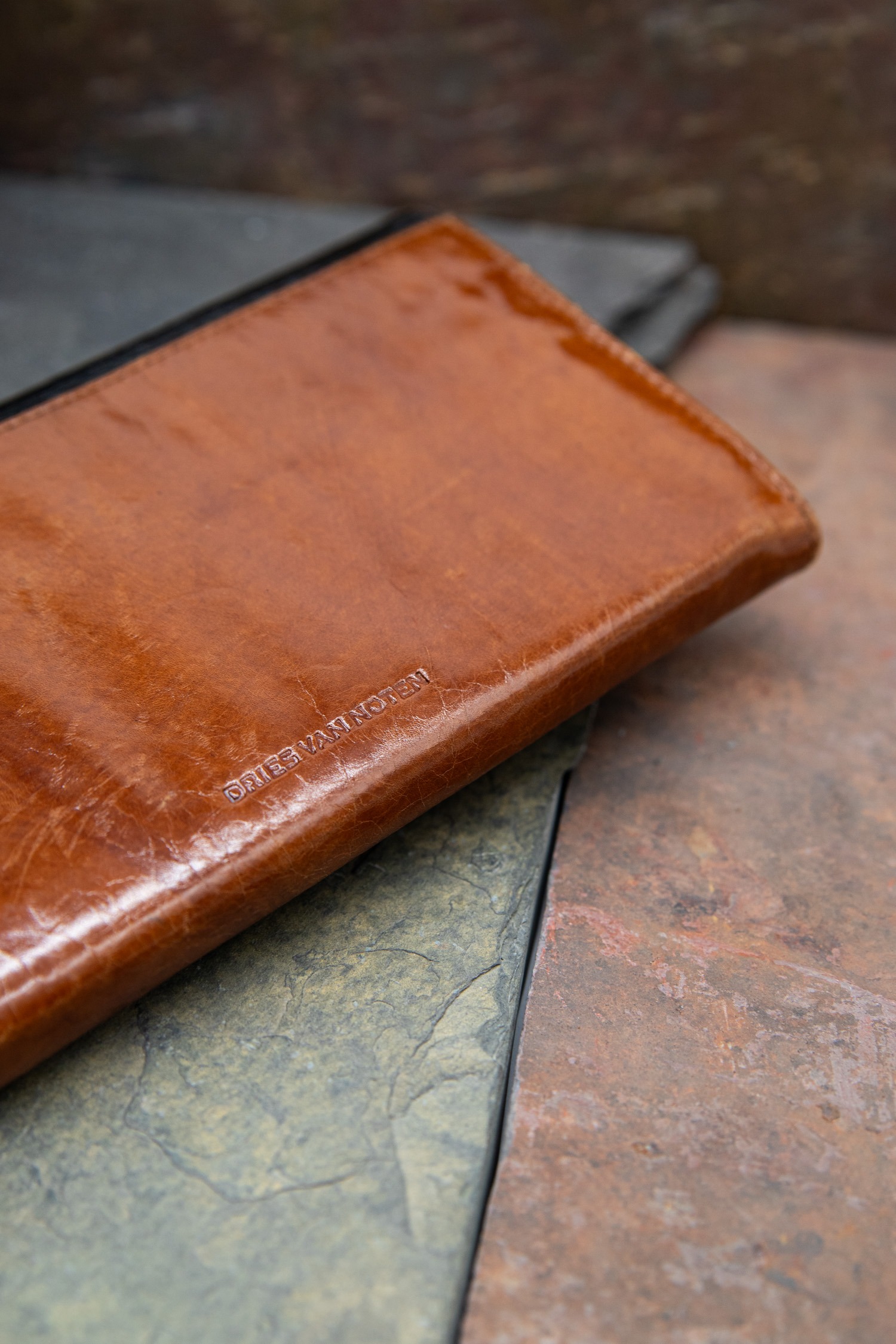 Dries van Noten Portemonnaie in Cognacfarben und Dunkelbraun