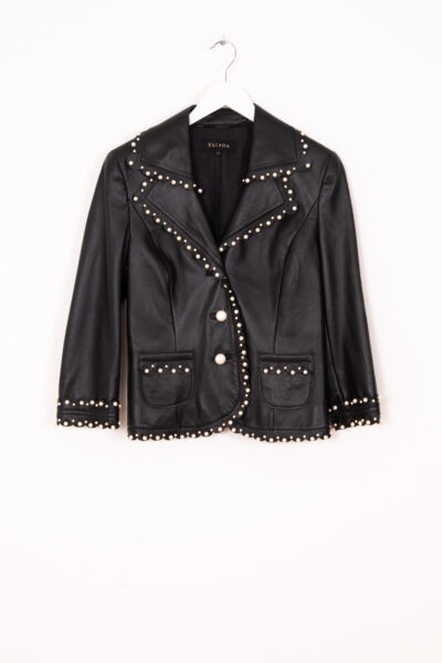 Escada Blazer aus Glattleder in Schwarz