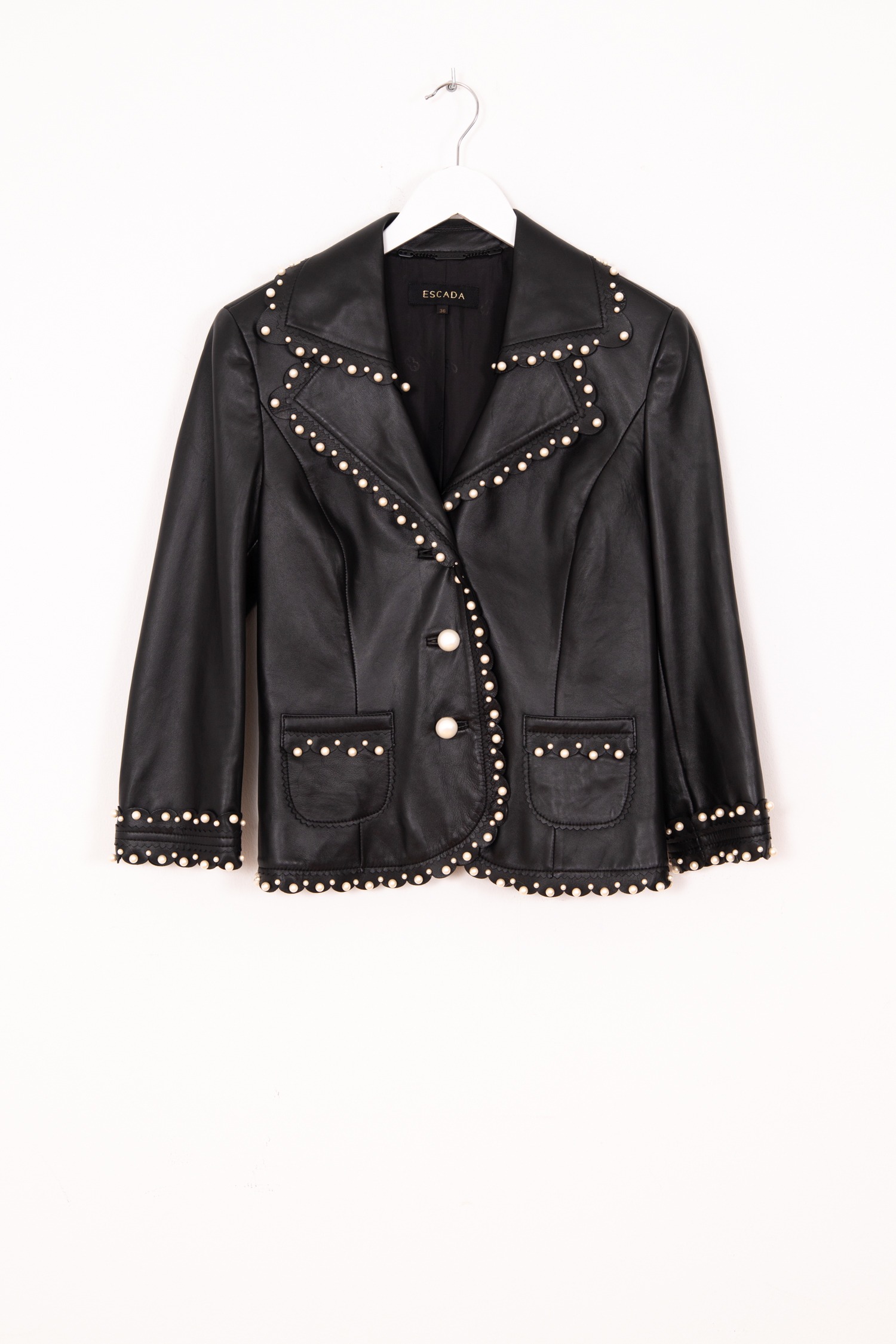 Escada Blazer aus Glattleder in Schwarz