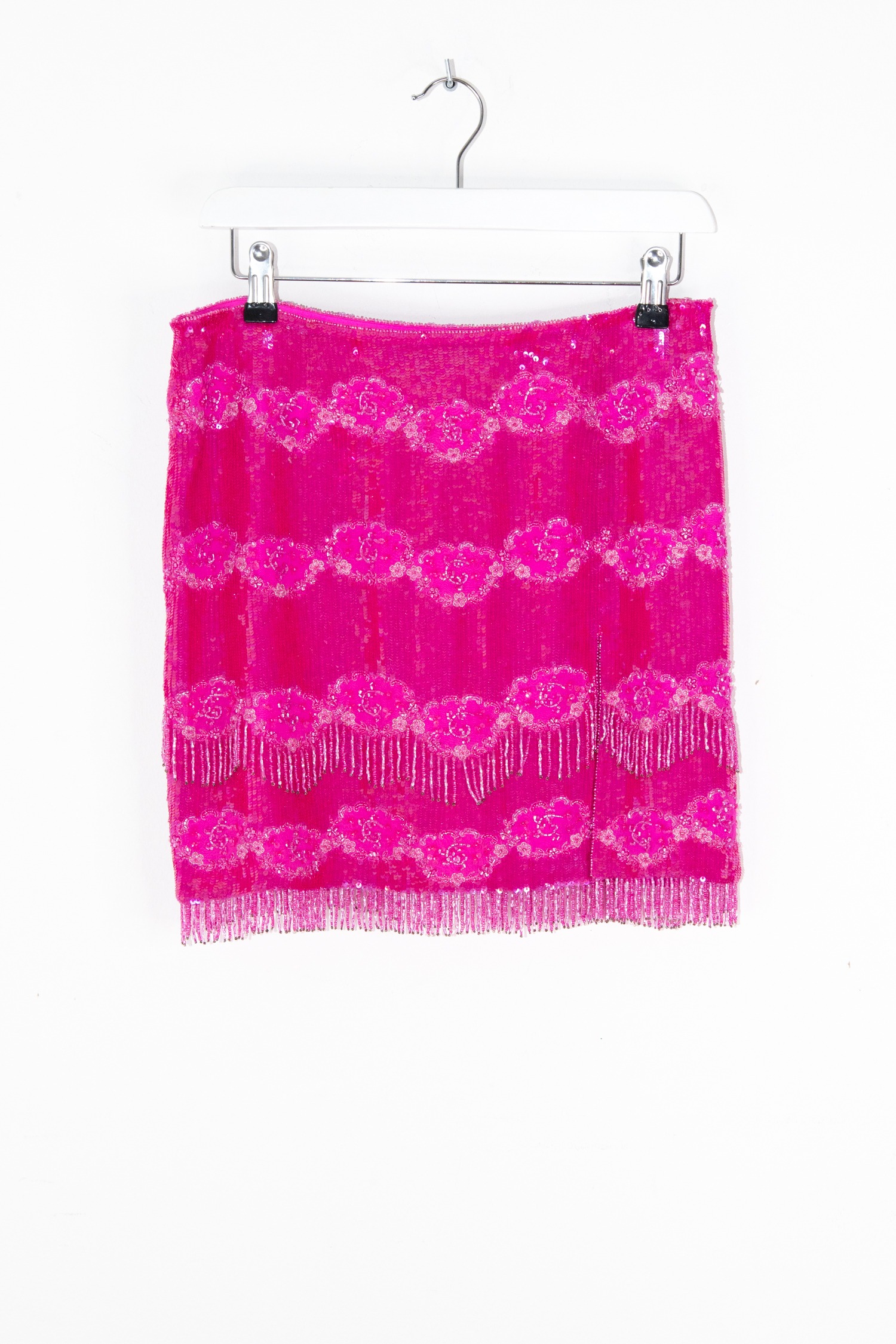 Escada Minirock mit Pailletten und Perlen in Pink