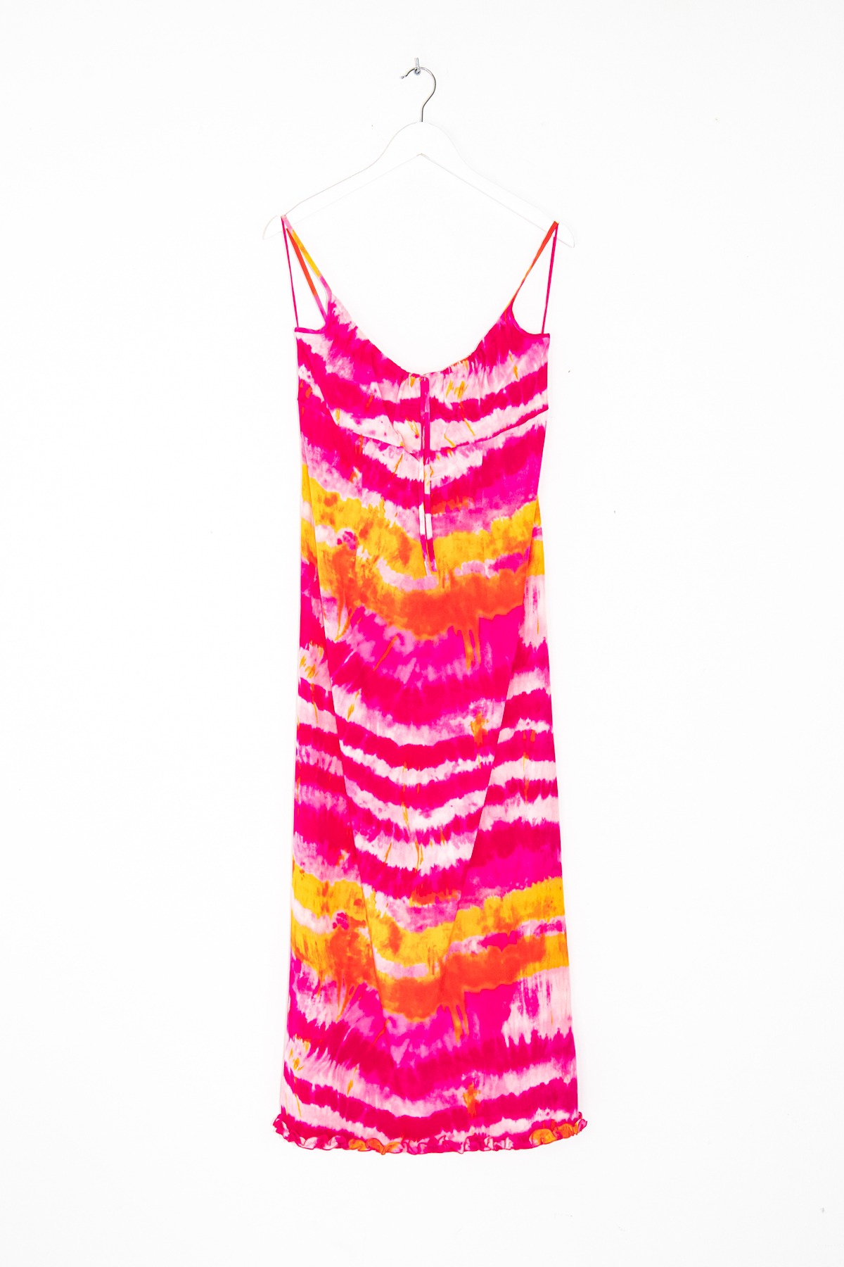 Escada Trägerkleid mit Batikmuster in Pink und Orange