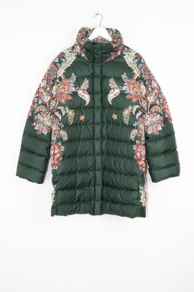 Etro Daunenmantel mit Paisleymuster in Dunkelgrün