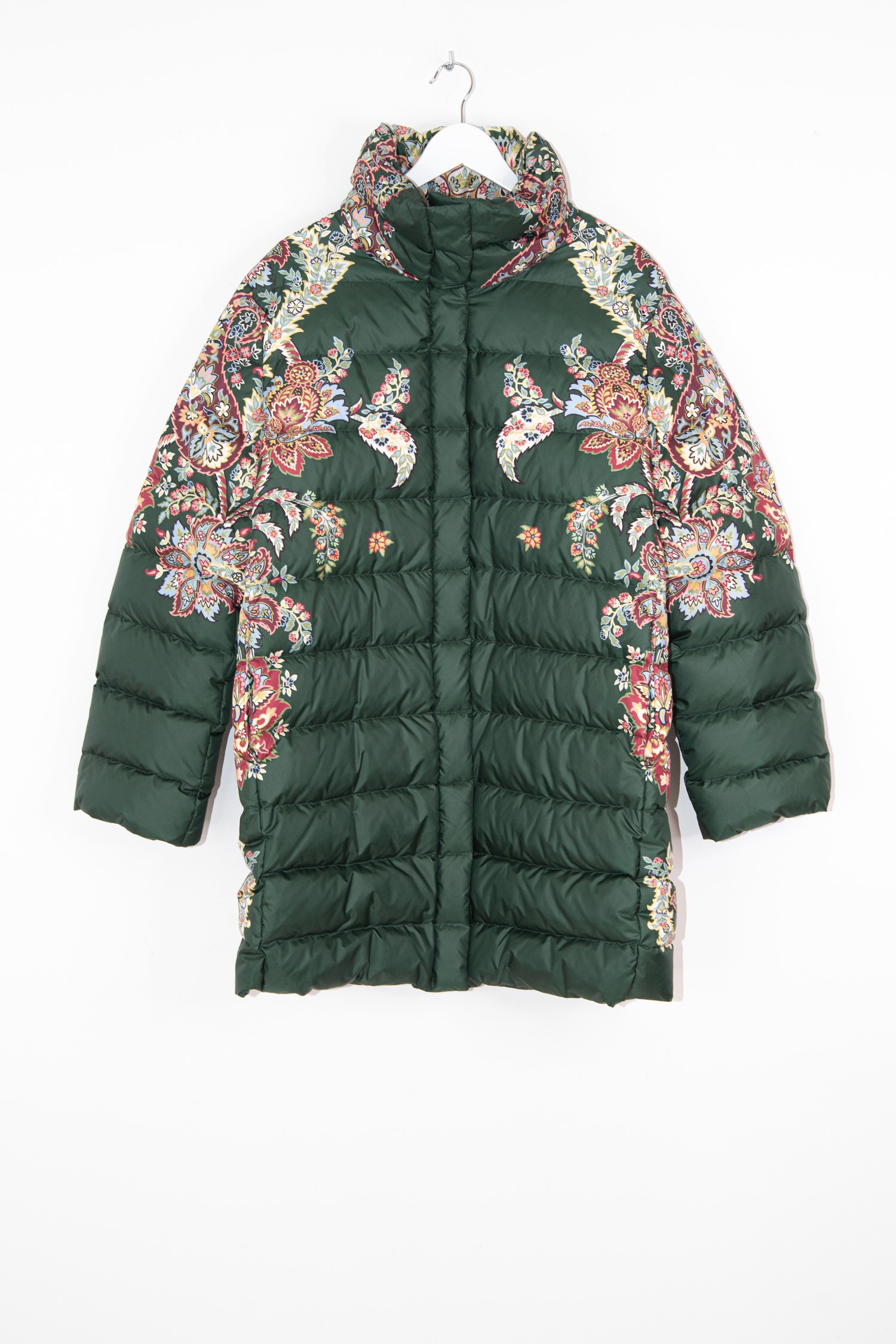 Etro Daunenmantel mit Paisleymuster in Dunkelgrün
