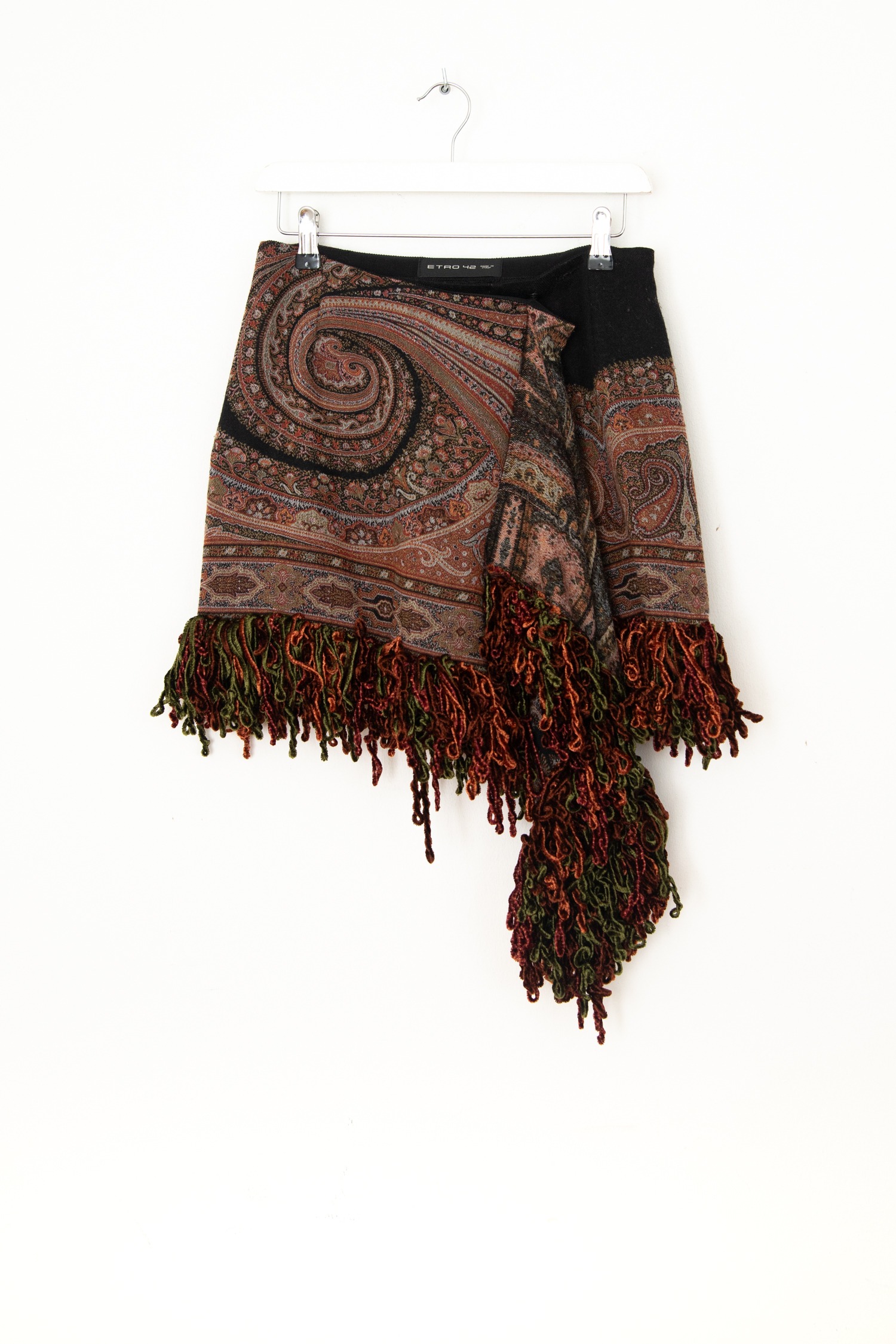 Etro Mini-Wickelrock mit Fransen in Schwarz und Bunt