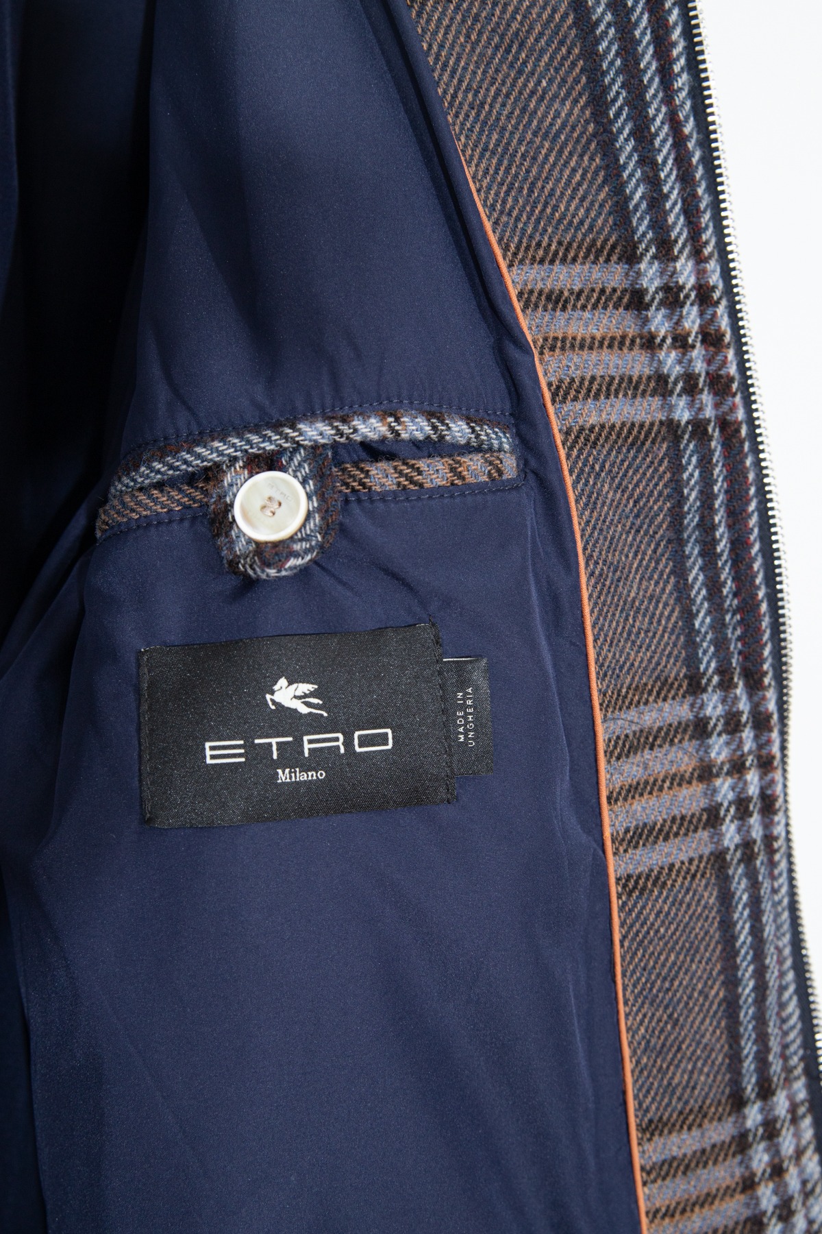 Etro Jacke mit Karomuster in Braun und Blau
