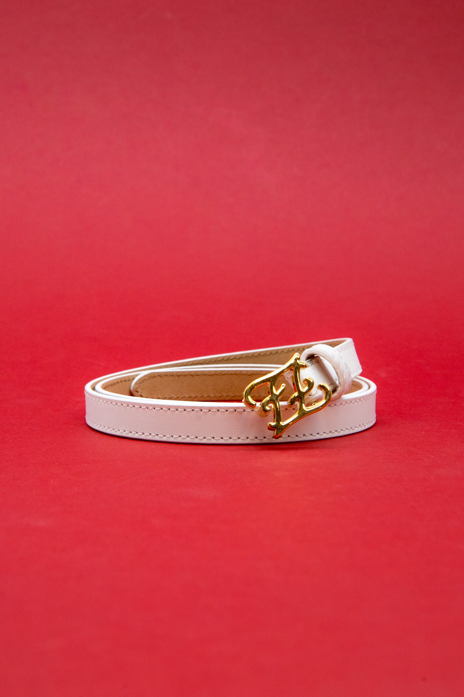 Fendi schmaler Gürtel mit Logo-Schnalle in Weiß