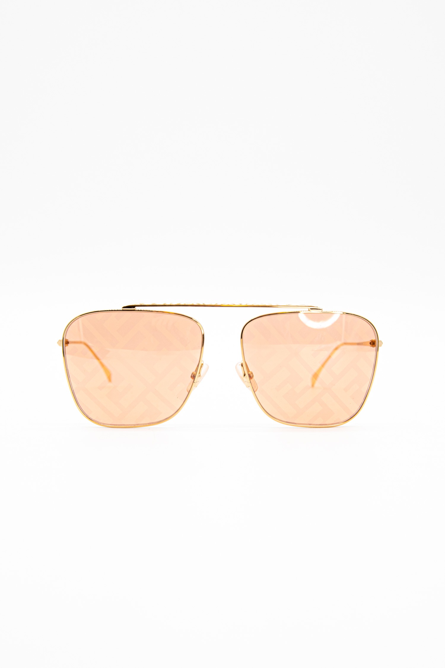 Fendi "FF0406/S" Sonnenbrille mit Monogramm-Gläsern in Gold und Rosa