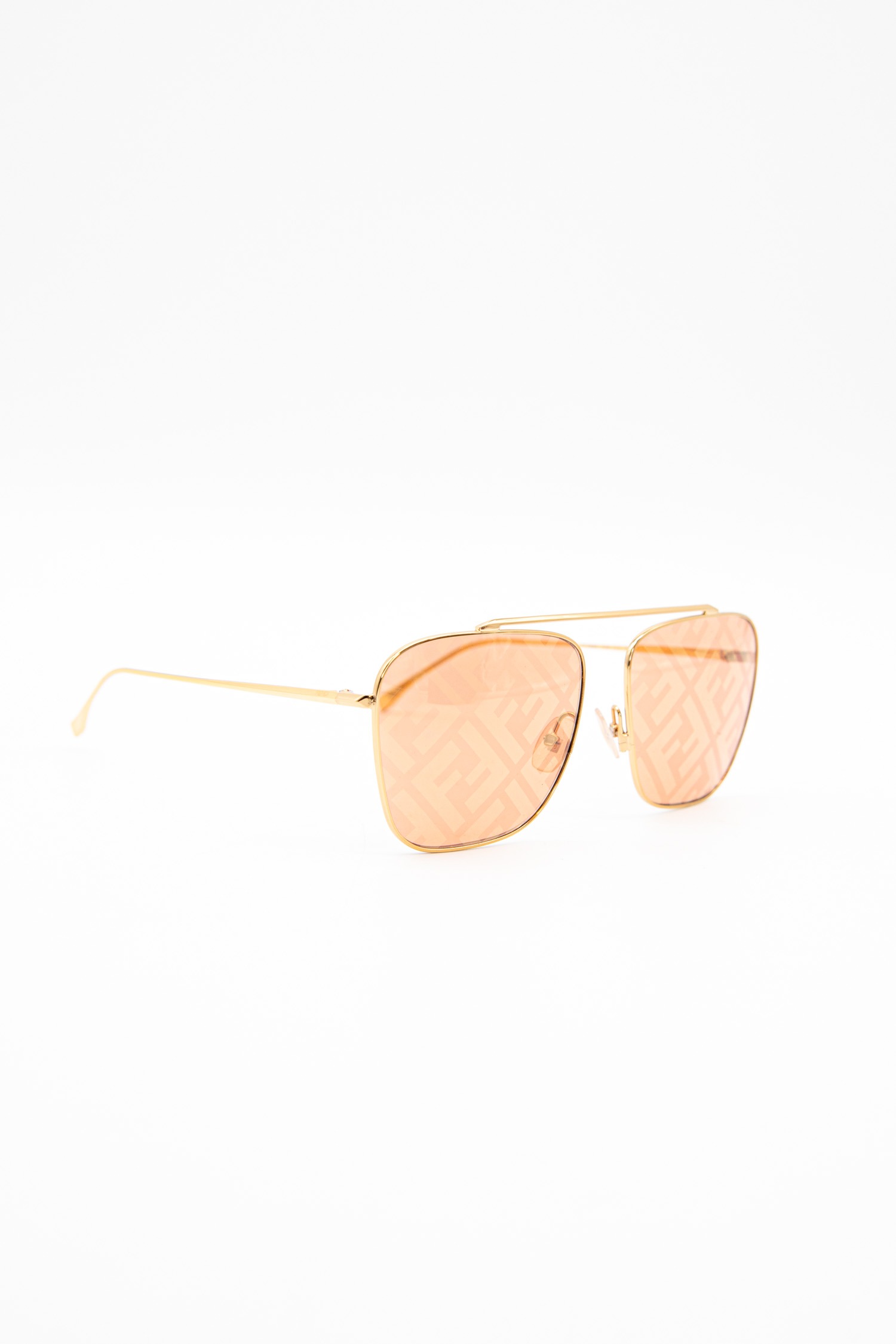 Fendi "FF0406/S" Sonnenbrille mit Monogramm-Gläsern in Gold und Rosa